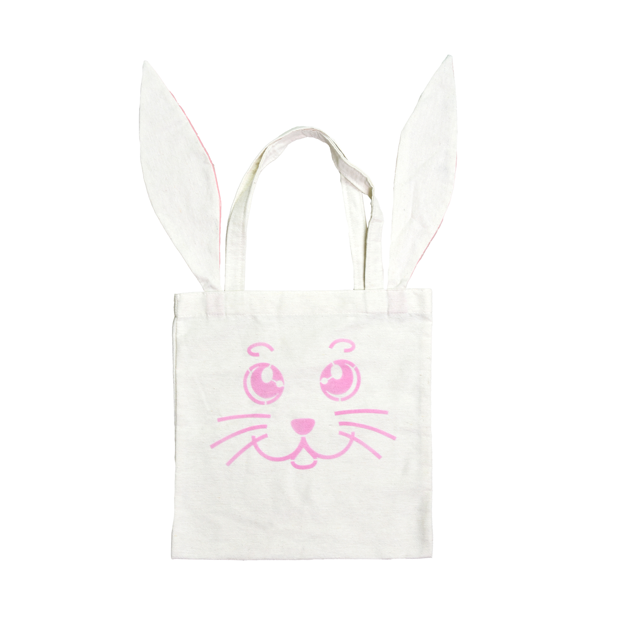 Kinder-Einkaufstasche „Hase“ Größe 33*33 cm weiß mit rosa Ohren (60714)
