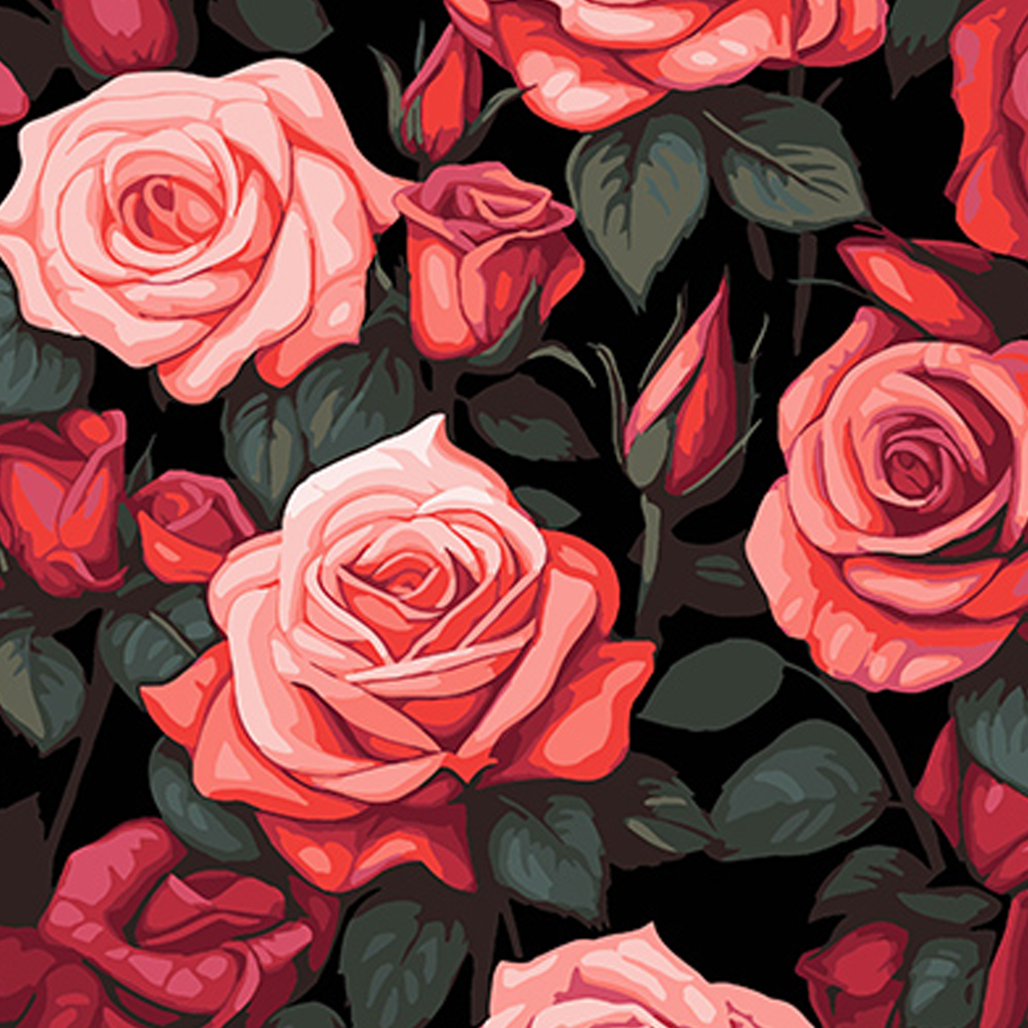 Paint by number Strateg PREMIUM Rose dream on a black background size 40x40 cm (AV4040-74)