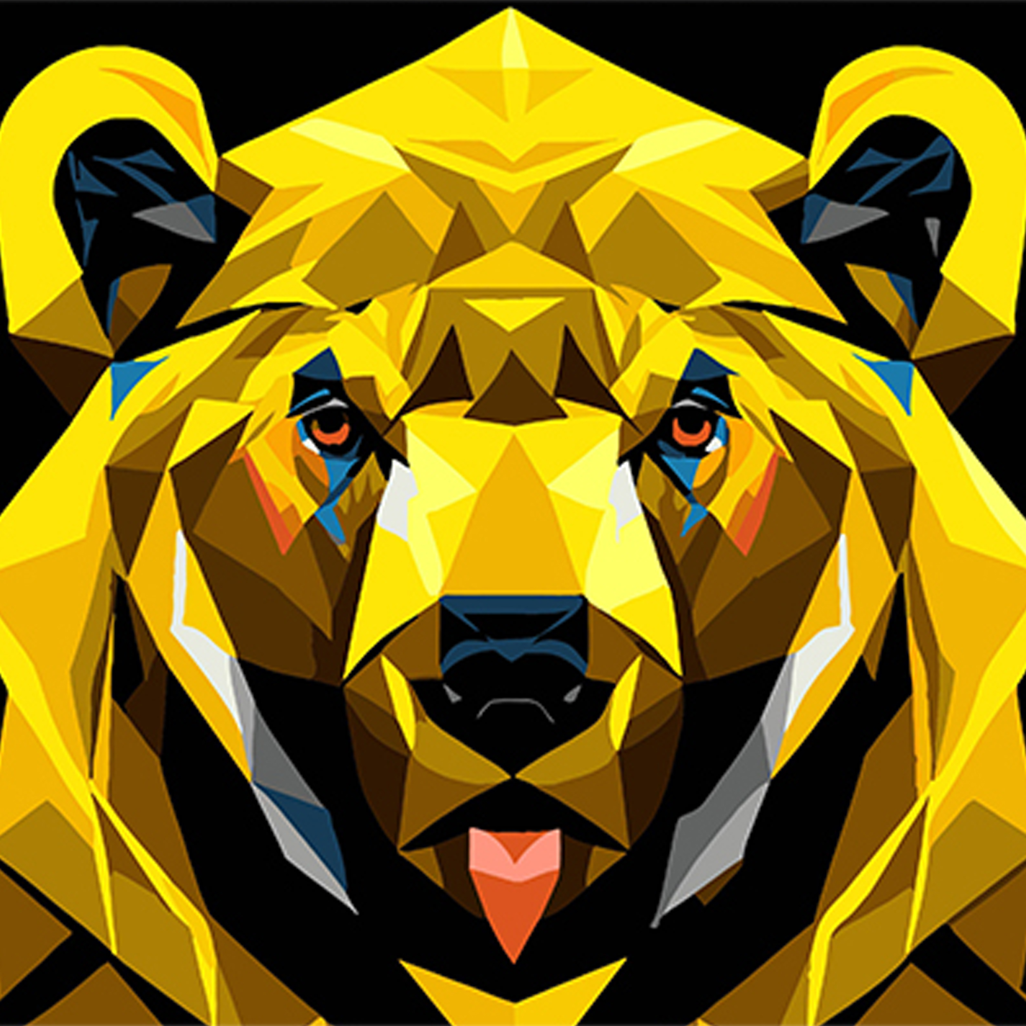 Paint by number Strateg PREMIUM Gold polygon bear on a black background size 40x40 cm (AV4040-82)