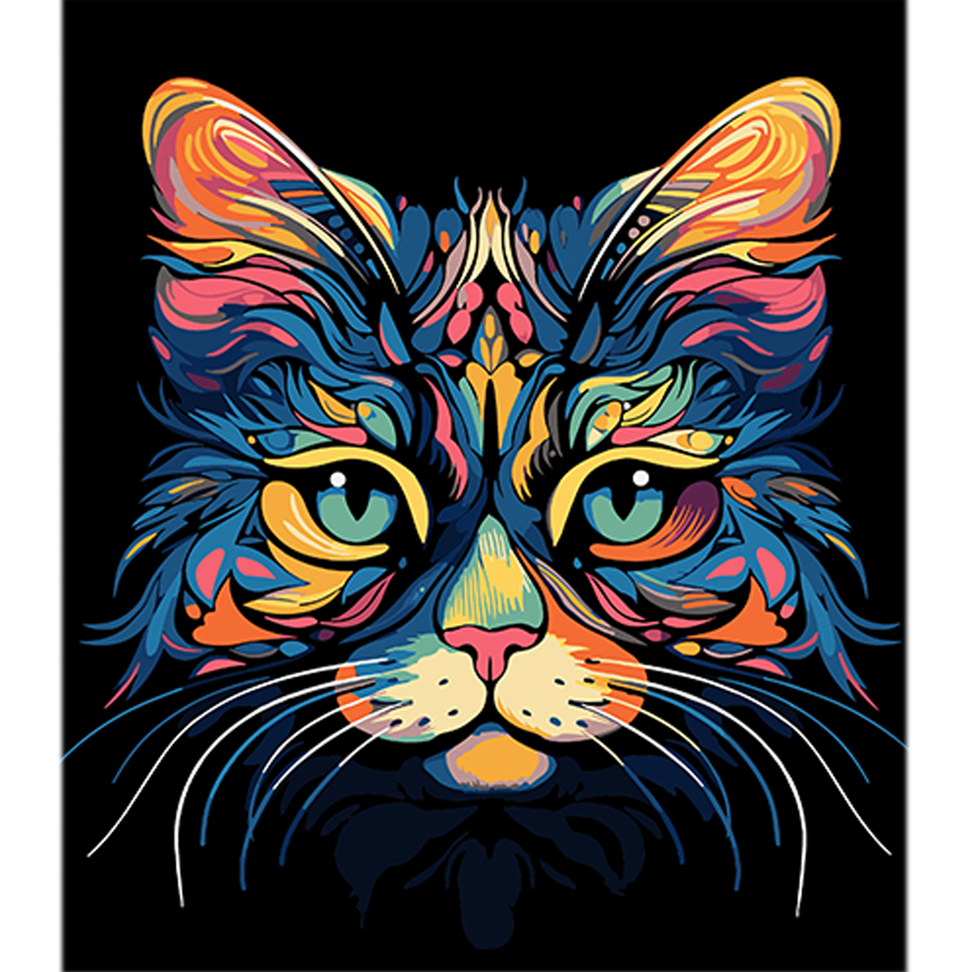 Paint by number Strateg Neon grace of a cat on a black background size 40x50 cm (AH1086)