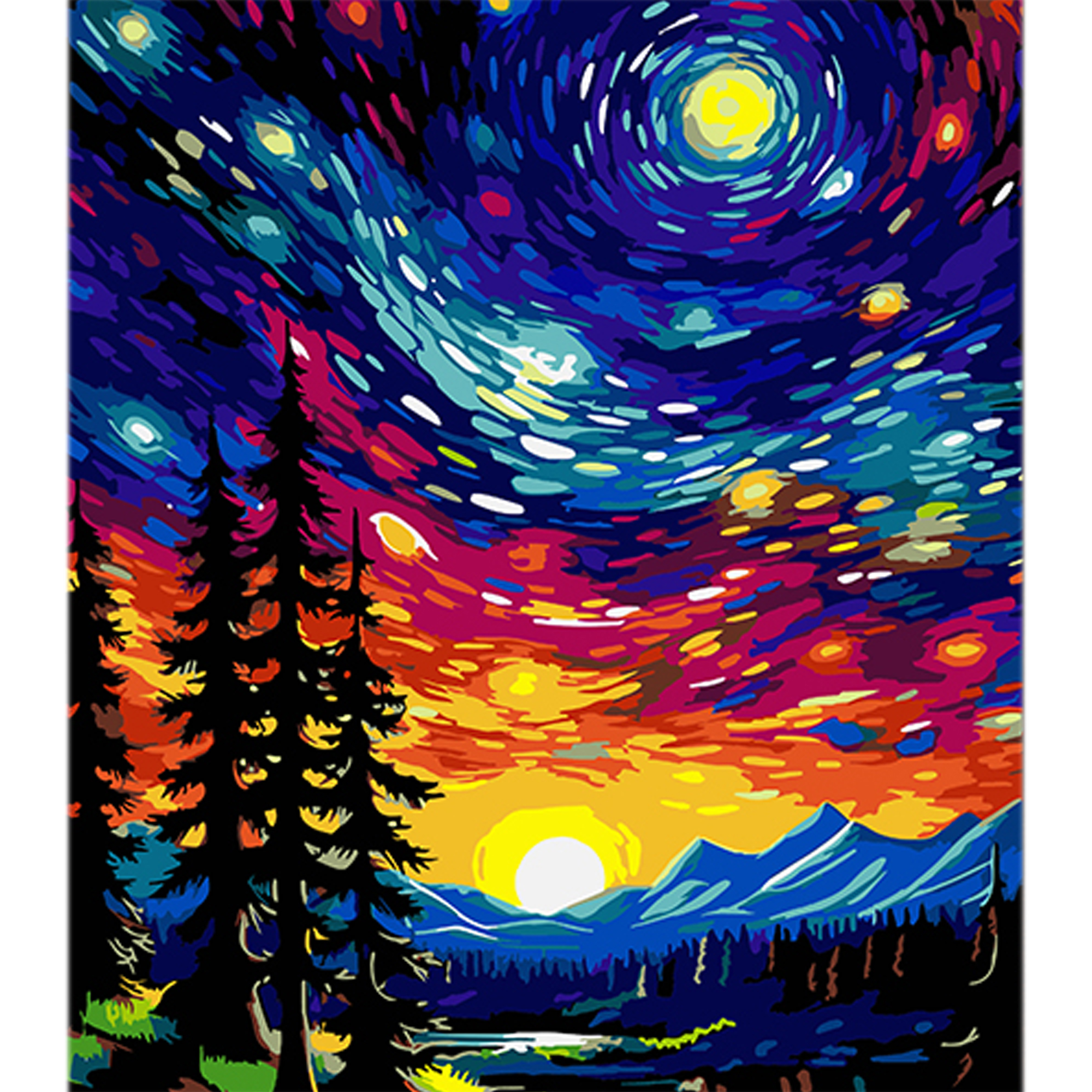 Paint by number Strateg Lyrical moonlit evening on a black background size 40x50 cm (AH1089)