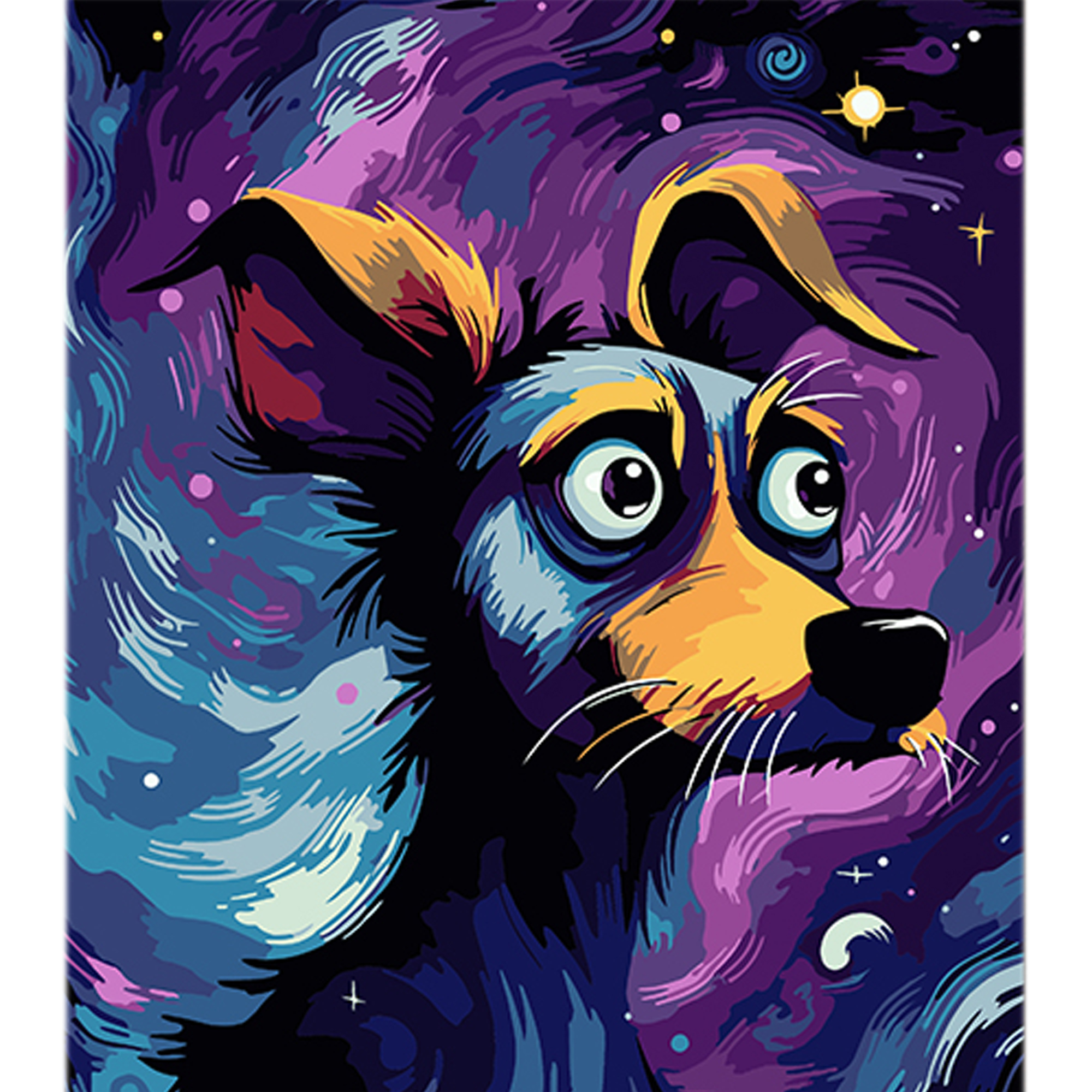 Malen nach Zahlen Strateg Ein Hund in einer Nachtgalaxie auf schwarzem Hintergrund, Größe 40x50 cm (AH1090)