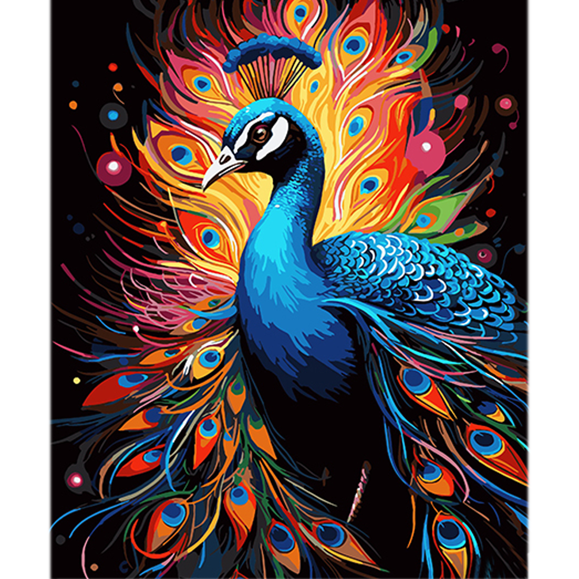 Paint by number Strateg The magic of a peacock on a black background, size 40x50 cm (AH1099)