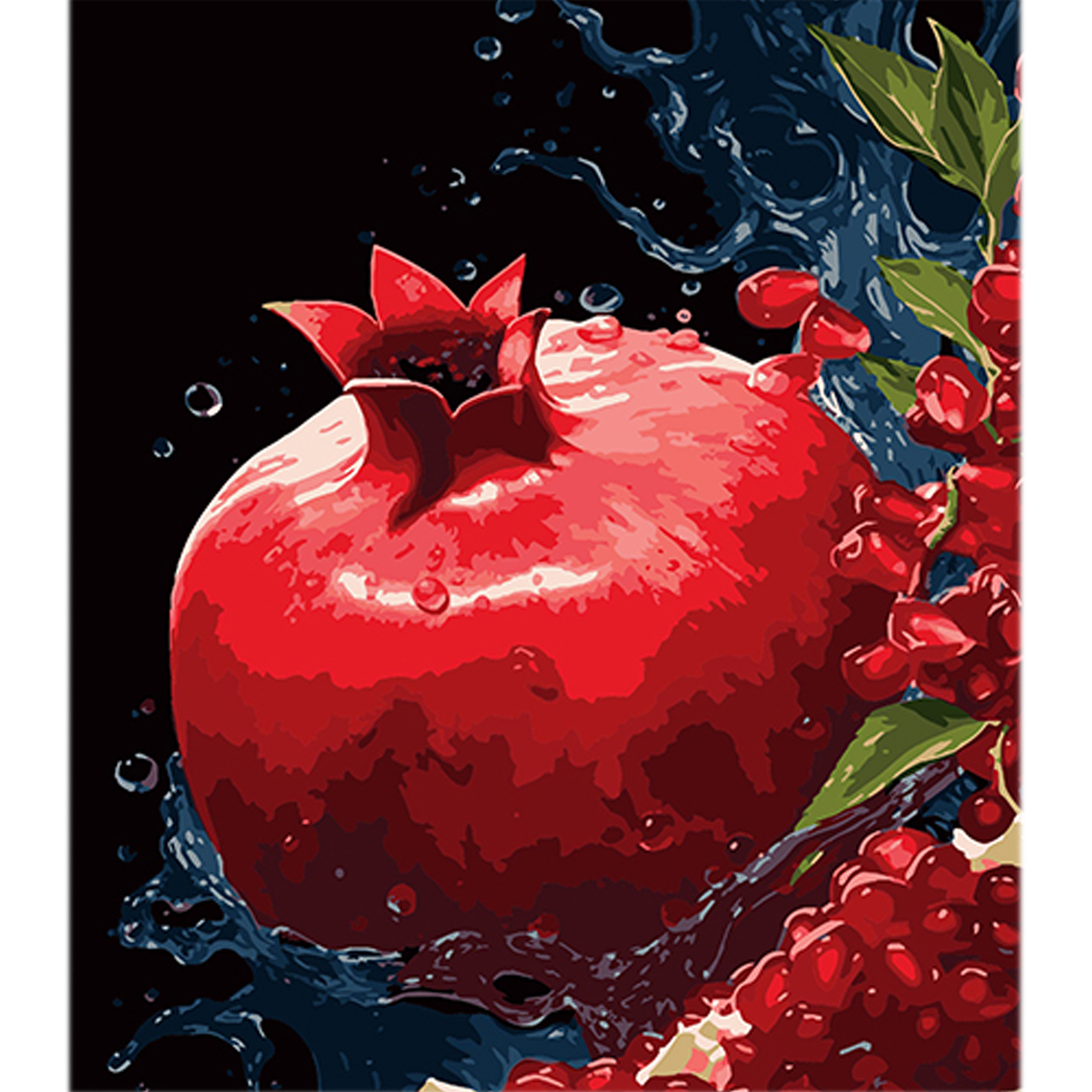 Paint by number Strateg Pomegranate extravaganza in water on a black background, size 40x50 cm (AH1102)