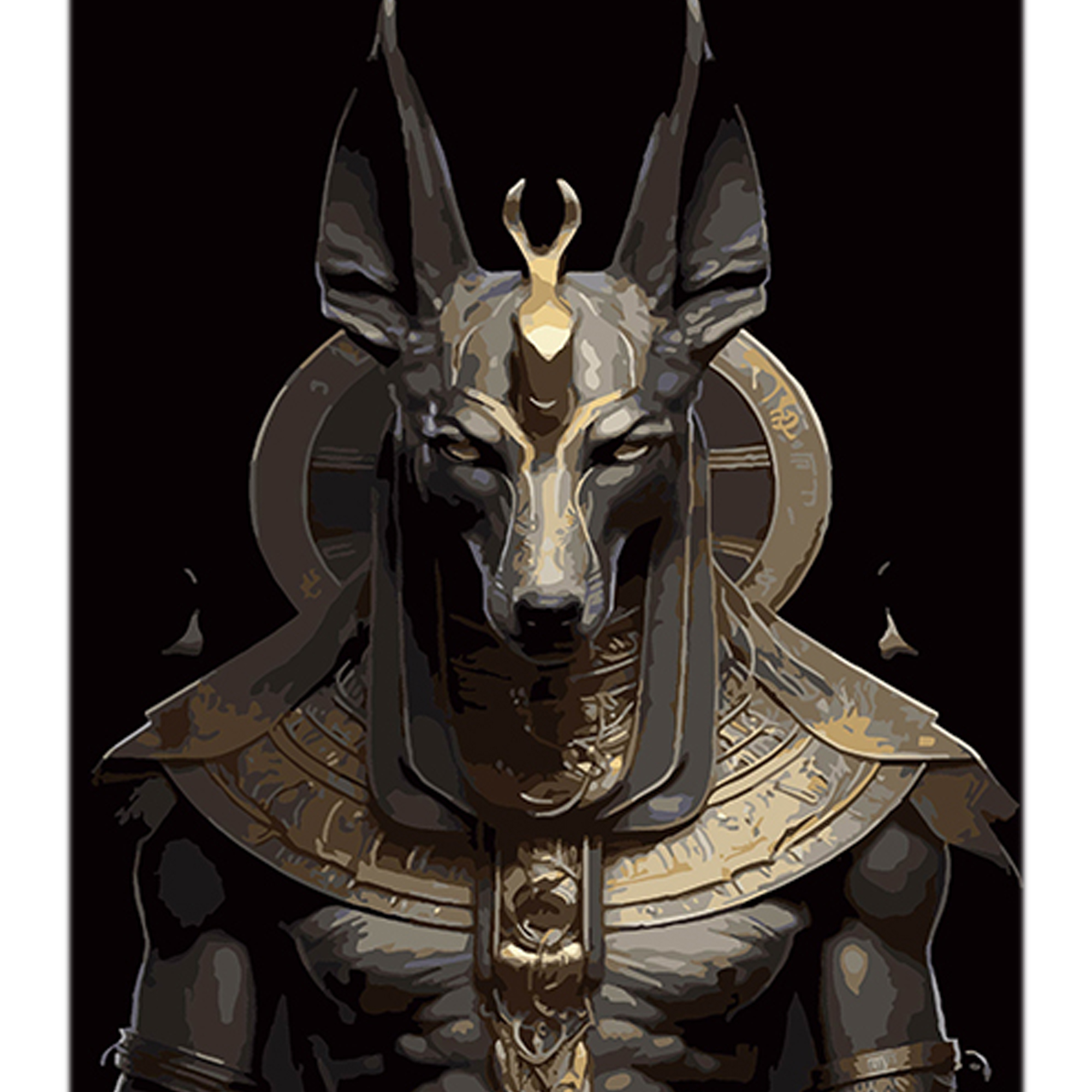 Malen nach Zahlen Strateg Mythical Anubis auf schwarzem Hintergrund, Größe 40x50 cm (AH1107)