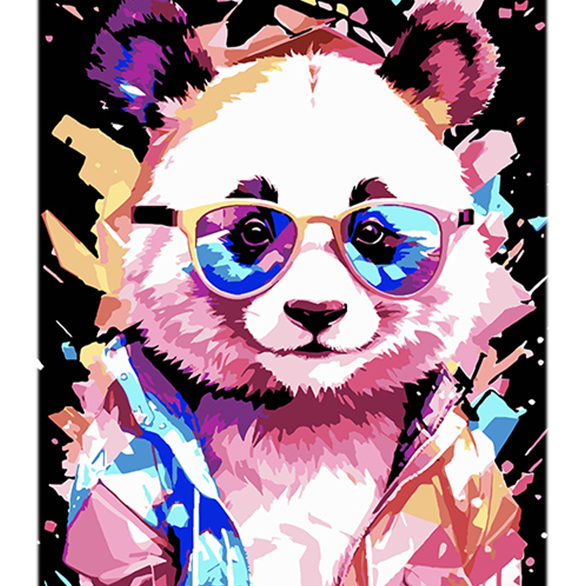 Malen nach Zahlen Strateg Faszinierender Panda-Stil auf schwarzem Hintergrund, Größe 40 x 50 cm (AH1130)