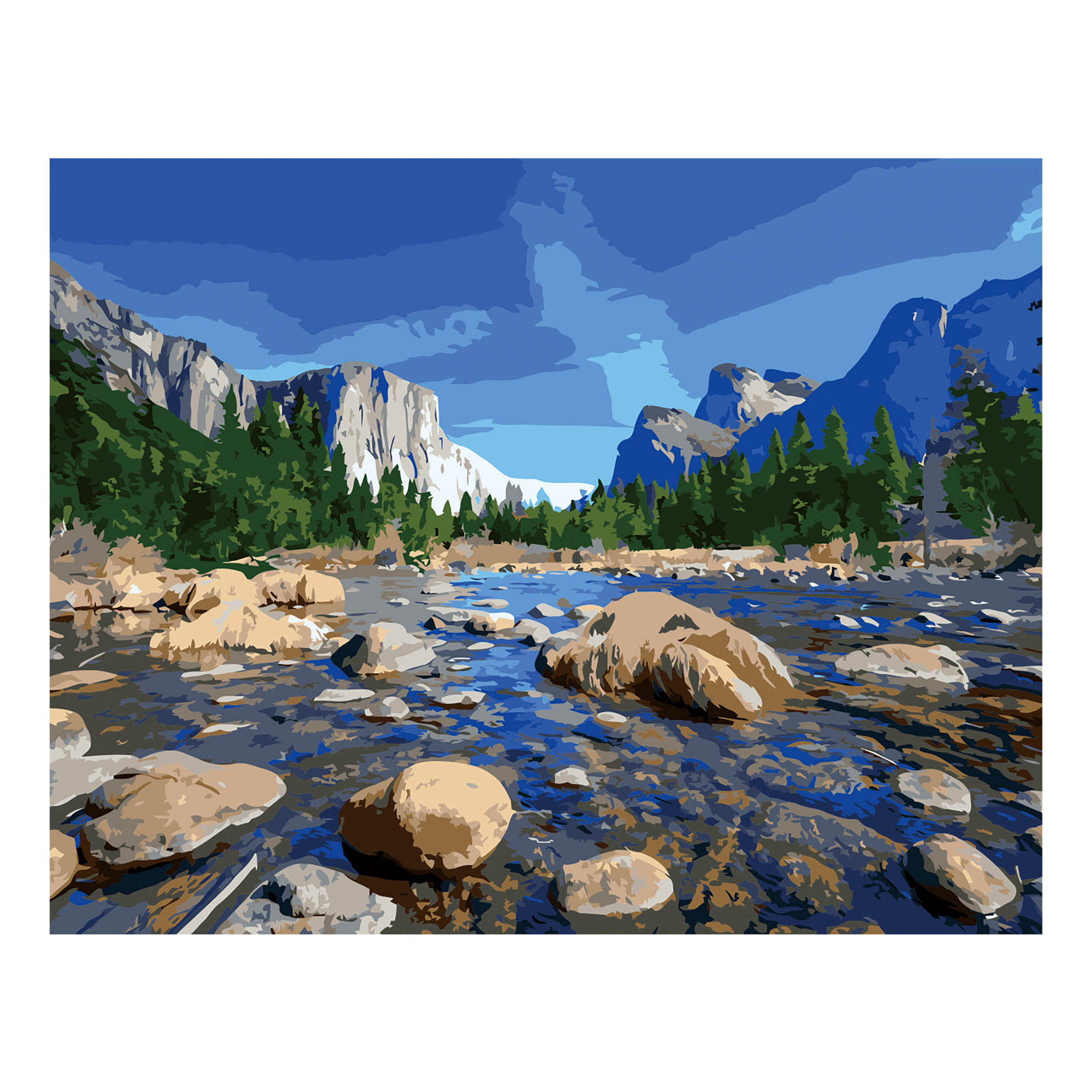 Malen nach Zahlen Strateg Mountains im Frühling auf farbigem Hintergrund, Größe 40x50 cm (VA-2528)