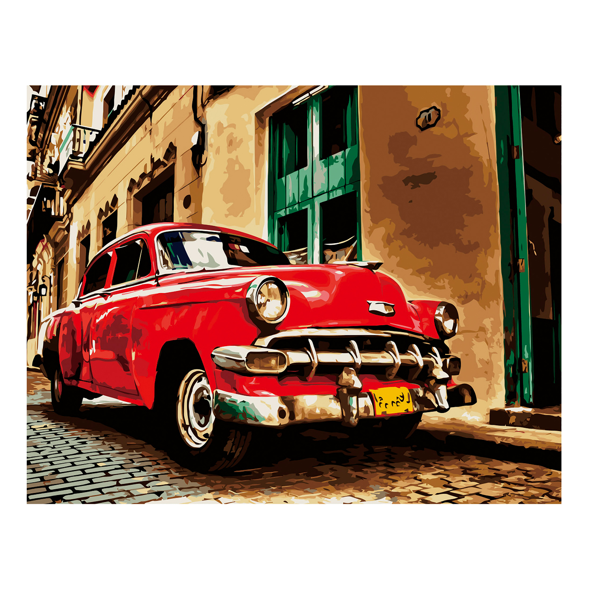 Paint by number Strateg Red retro car on a colored background size 40x50 cm (VA-2741)