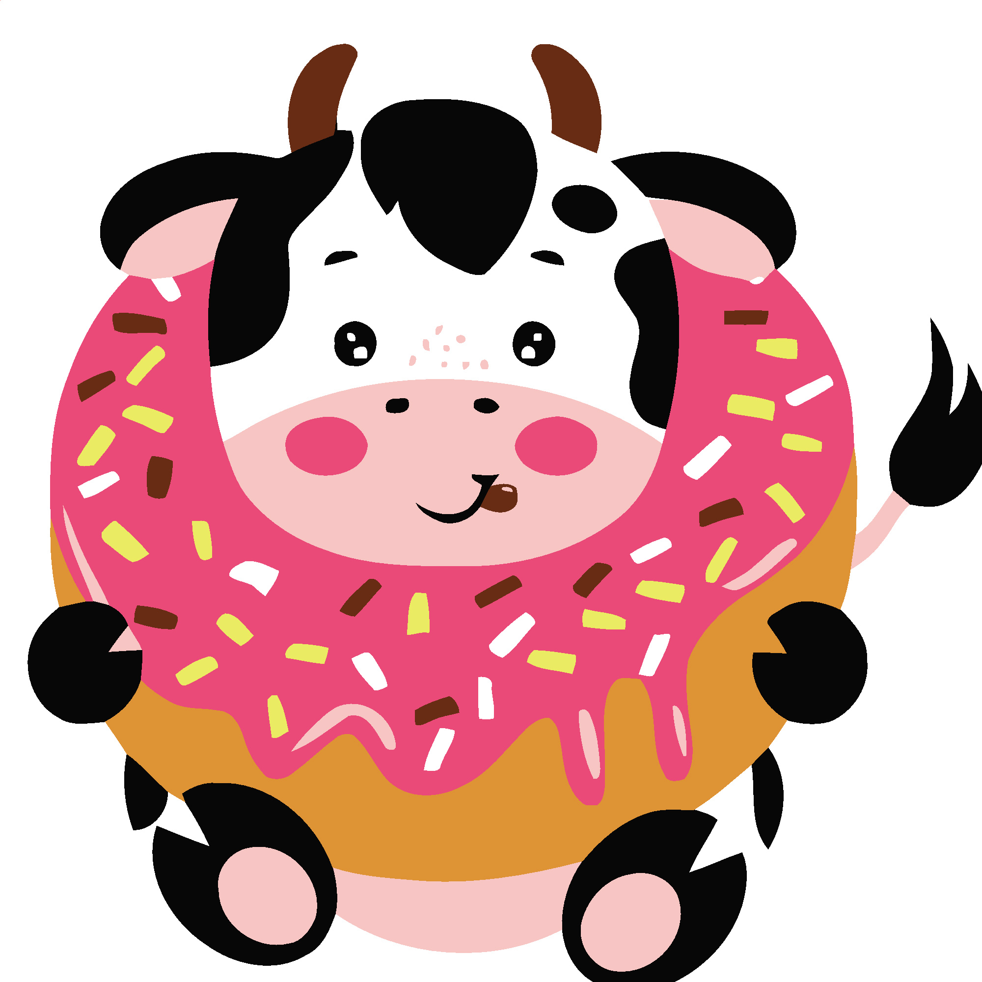 Paint by number Strateg Cow with a donut size 20x20 cm (HH7101)