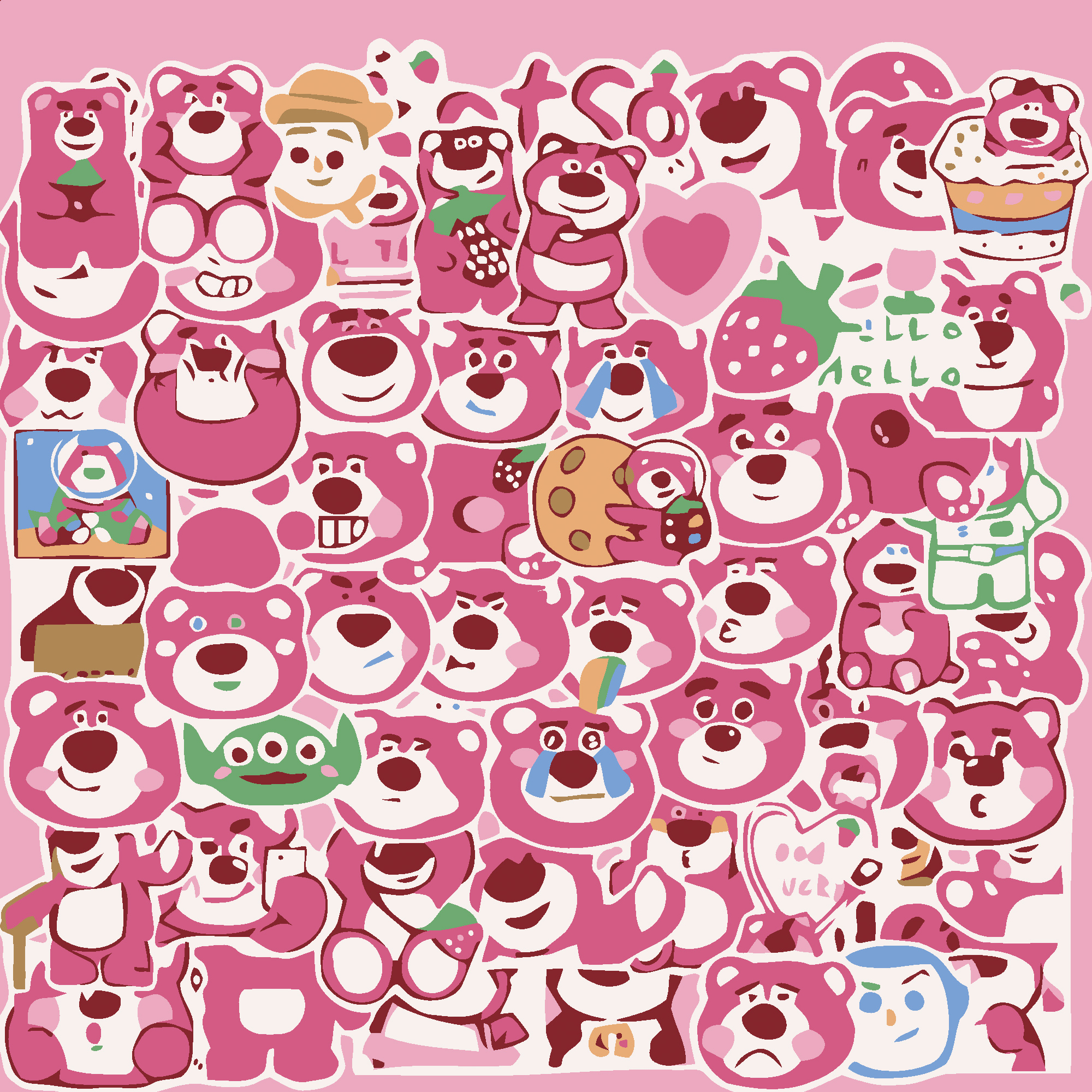 Paint by number Strateg Pink bears size 20x20 cm (HH7122)