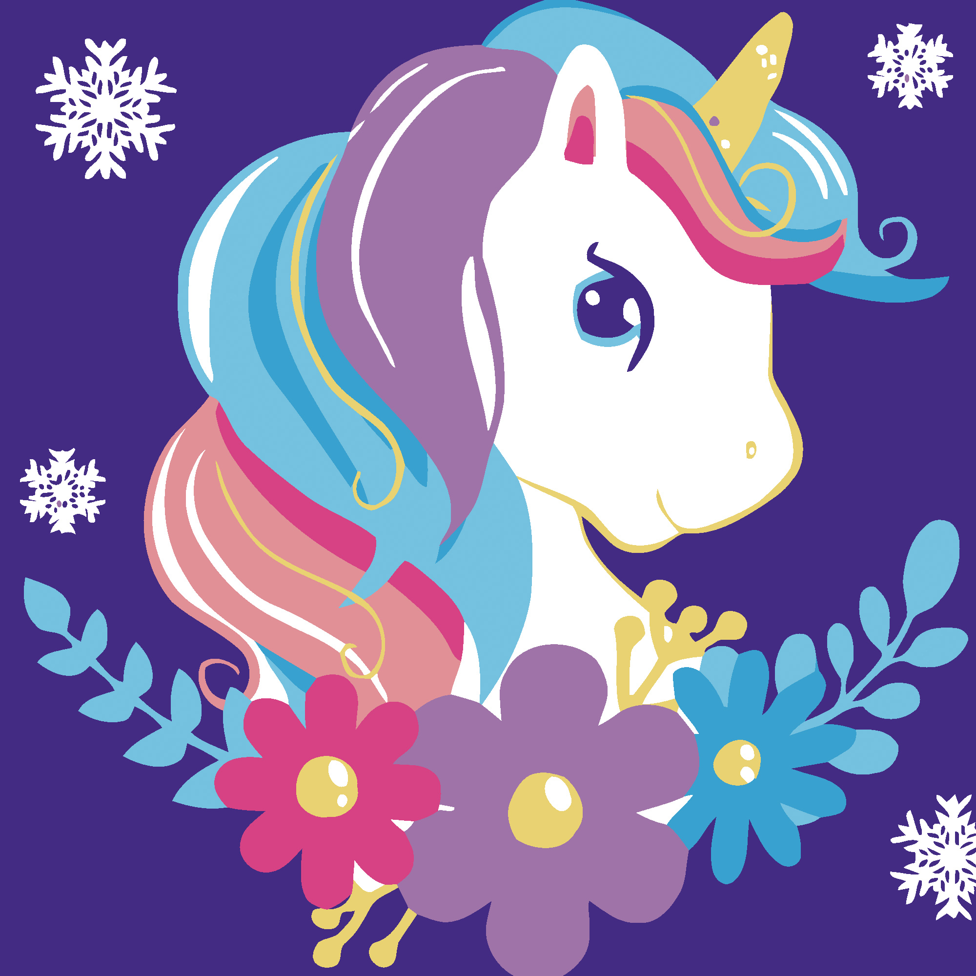 Paint by number Strateg Unicorn in snowflakes size 20x20 cm (HH7123)