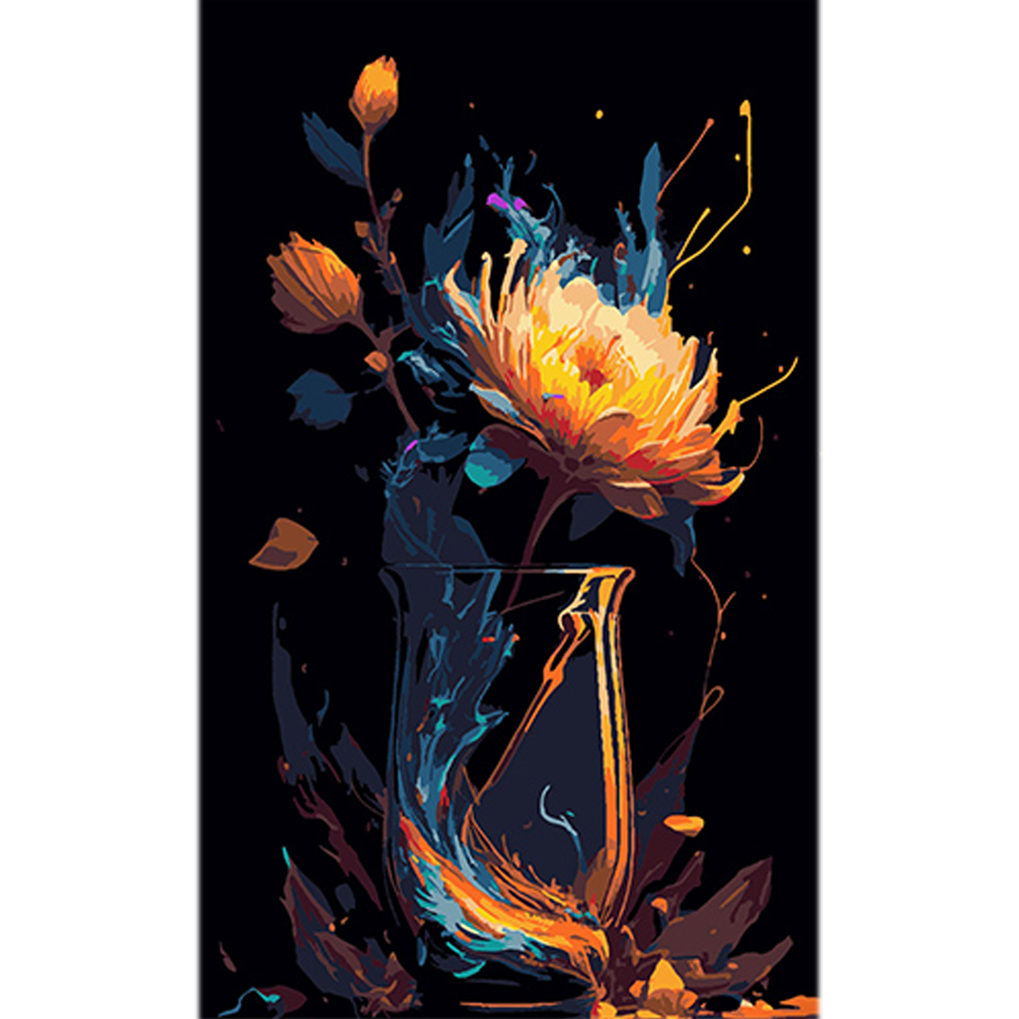 Paint by number Strateg PREMIUM Floral fireworks on a black background size 50x25 cm (BH5025-2)