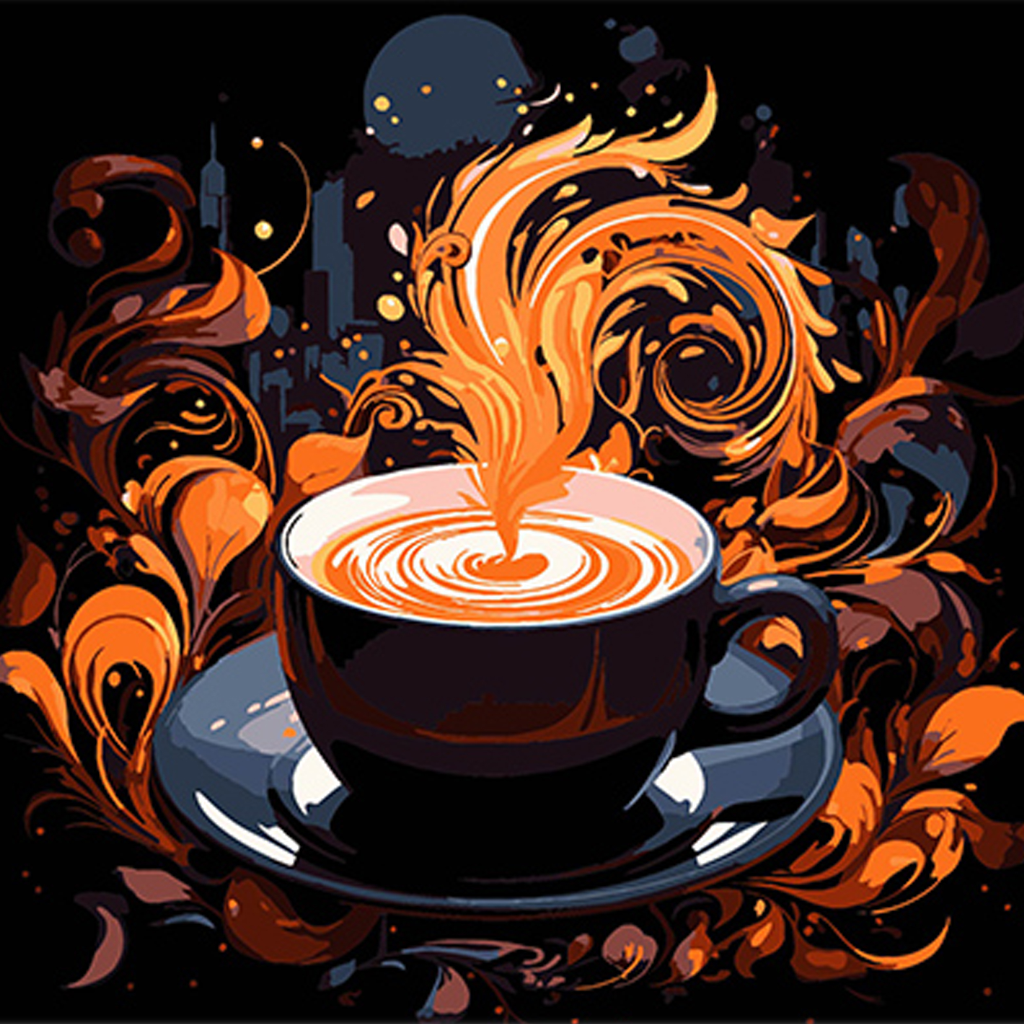 Paint by number Strateg PREMIUM Aroma of coffee in the air on a black background size 30x30 cm (SH3030-14)