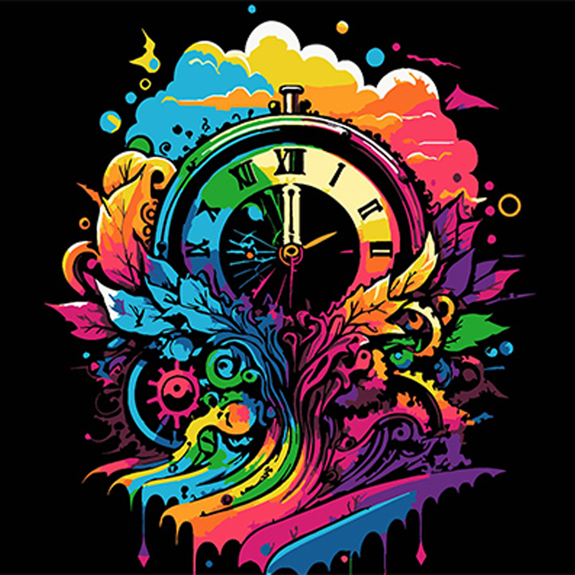 Paint by number Strateg PREMIUM Tree of time on a black background size 30x30 cm (SH3030-18)