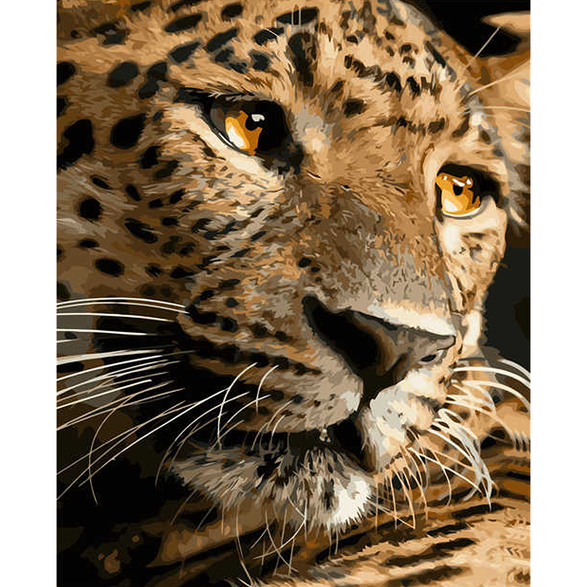 Paint by number Strateg PREMIUM Far Eastern leopard with varnish and level size 40x50 cm (VA-2763)