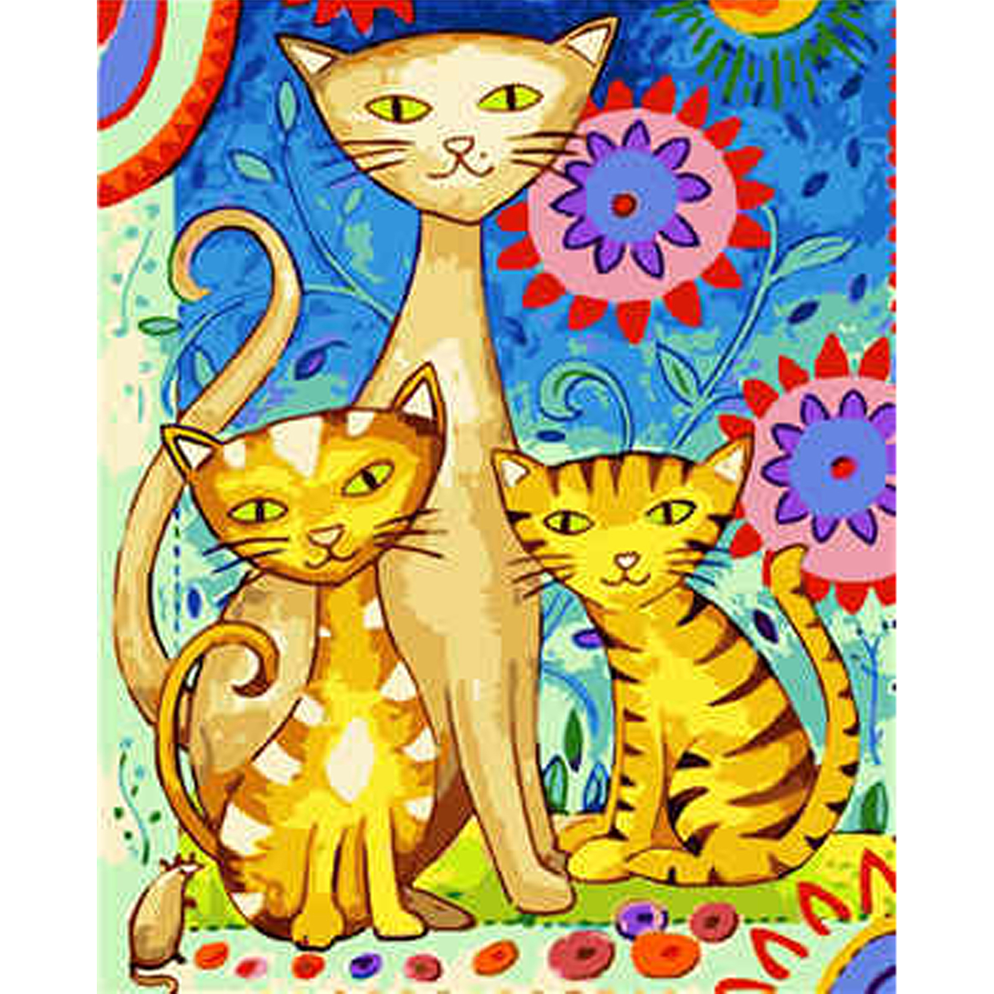 Paint by number Strateg PREMIUM Cat family with varnish and level 40x50 cm (VA-1484)