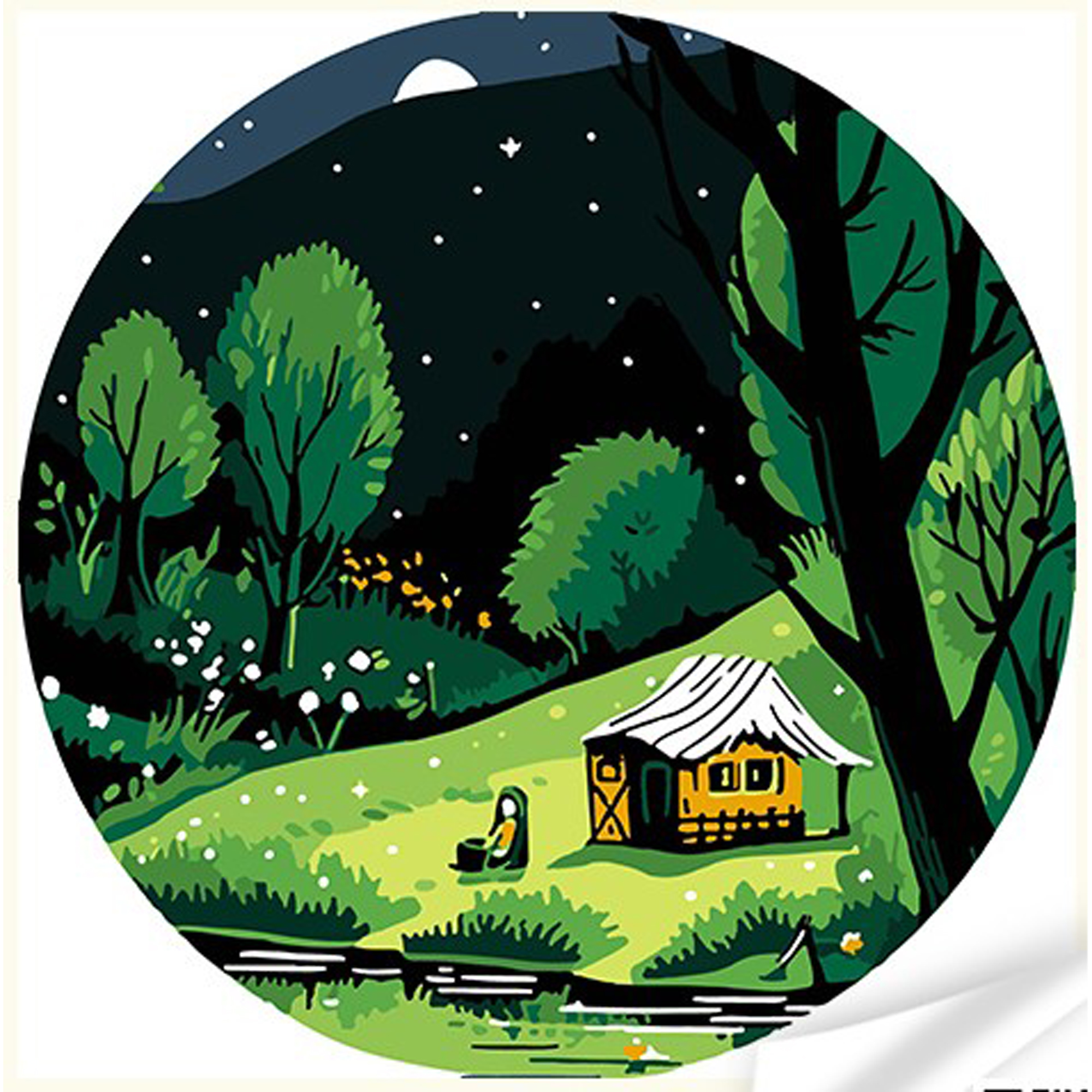 Vinyl by numbers Strateg PREMIUM House under the starry sky size 30x30 cm (GP-2)