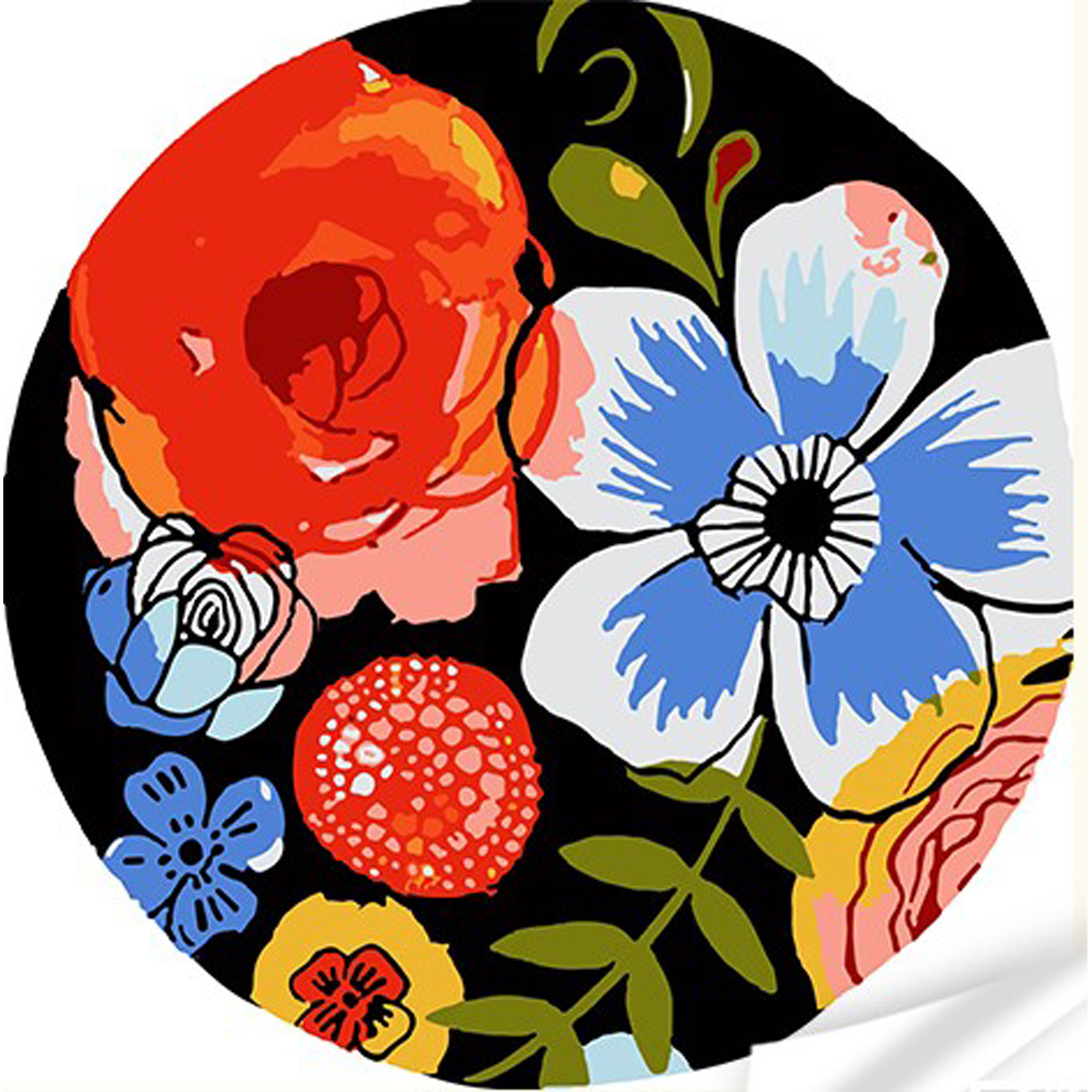 Vinyl by numbers Strateg PREMIUM Flowers in the colors of beauty and peace, size 30x30 cm (GP-12)