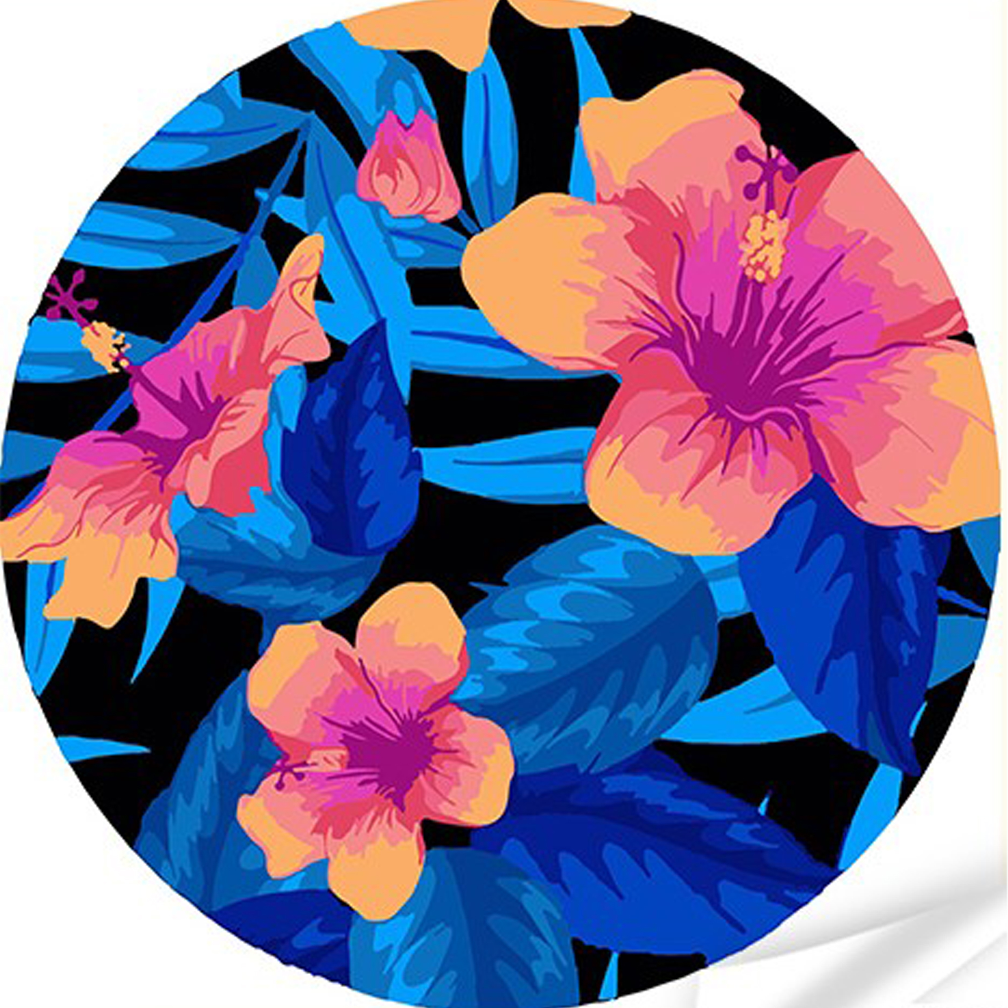 Vinyl by numbers Strateg PREMIUM Hibiscus in a range of blue colors, size 30x30 cm (GP-13)