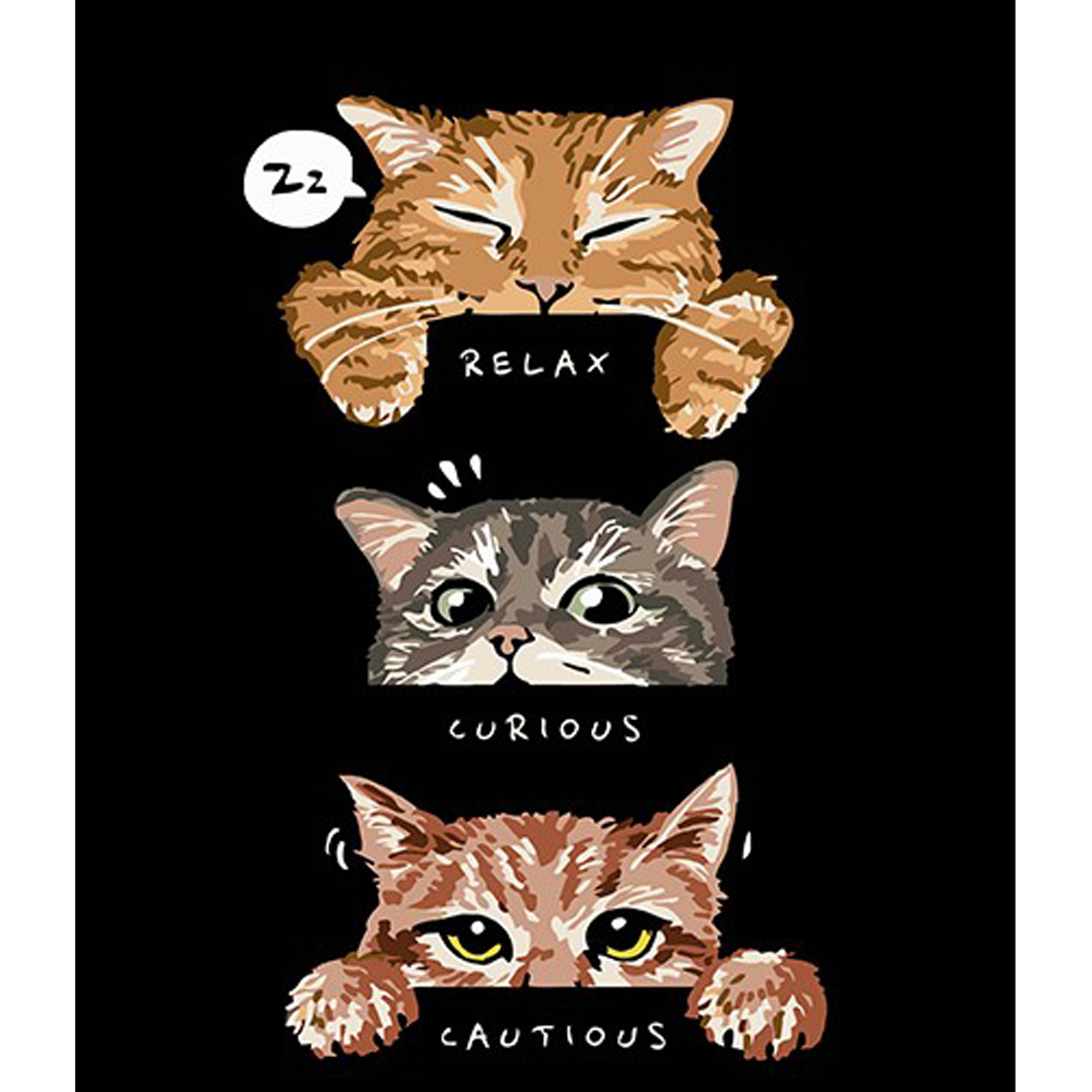 Paint by number Strateg PREMIUM Three cats on a black background size 30x40 cm (FH-16)