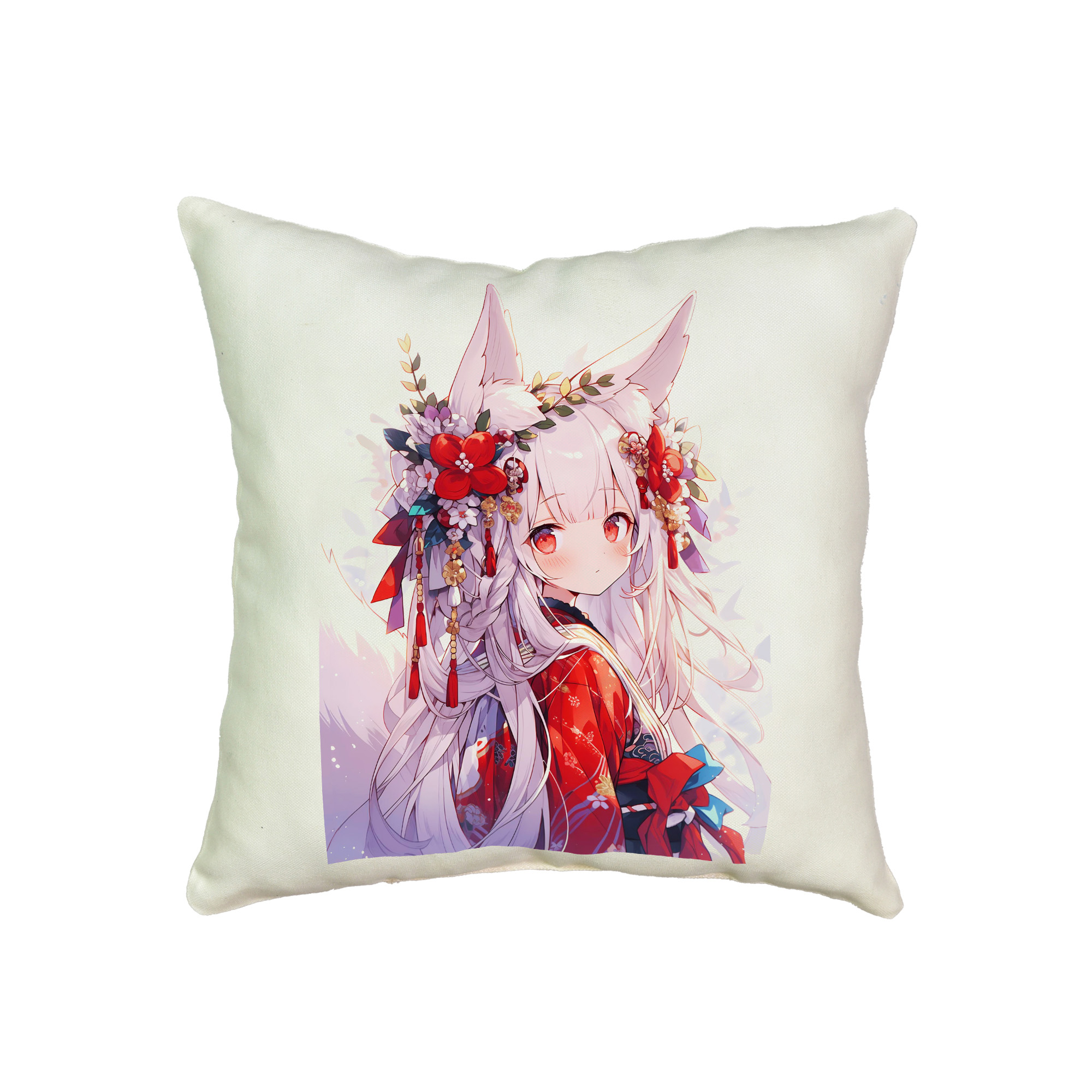 Microvelor pillow "Kitsune" size 35*35 cm milk (60727)