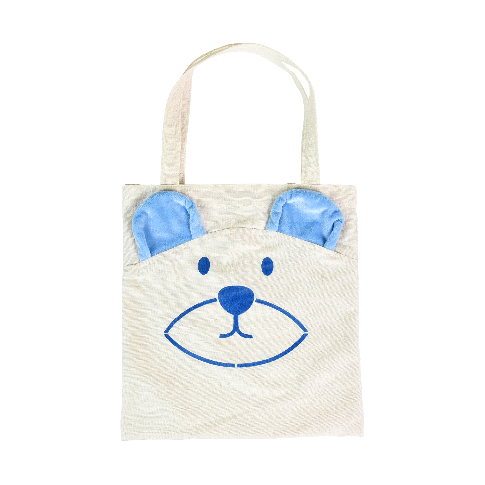 Kinder-Einkaufstasche „Bär“ Größe 33*33 cm weiß mit blauen Henkeln Strateg (60721)