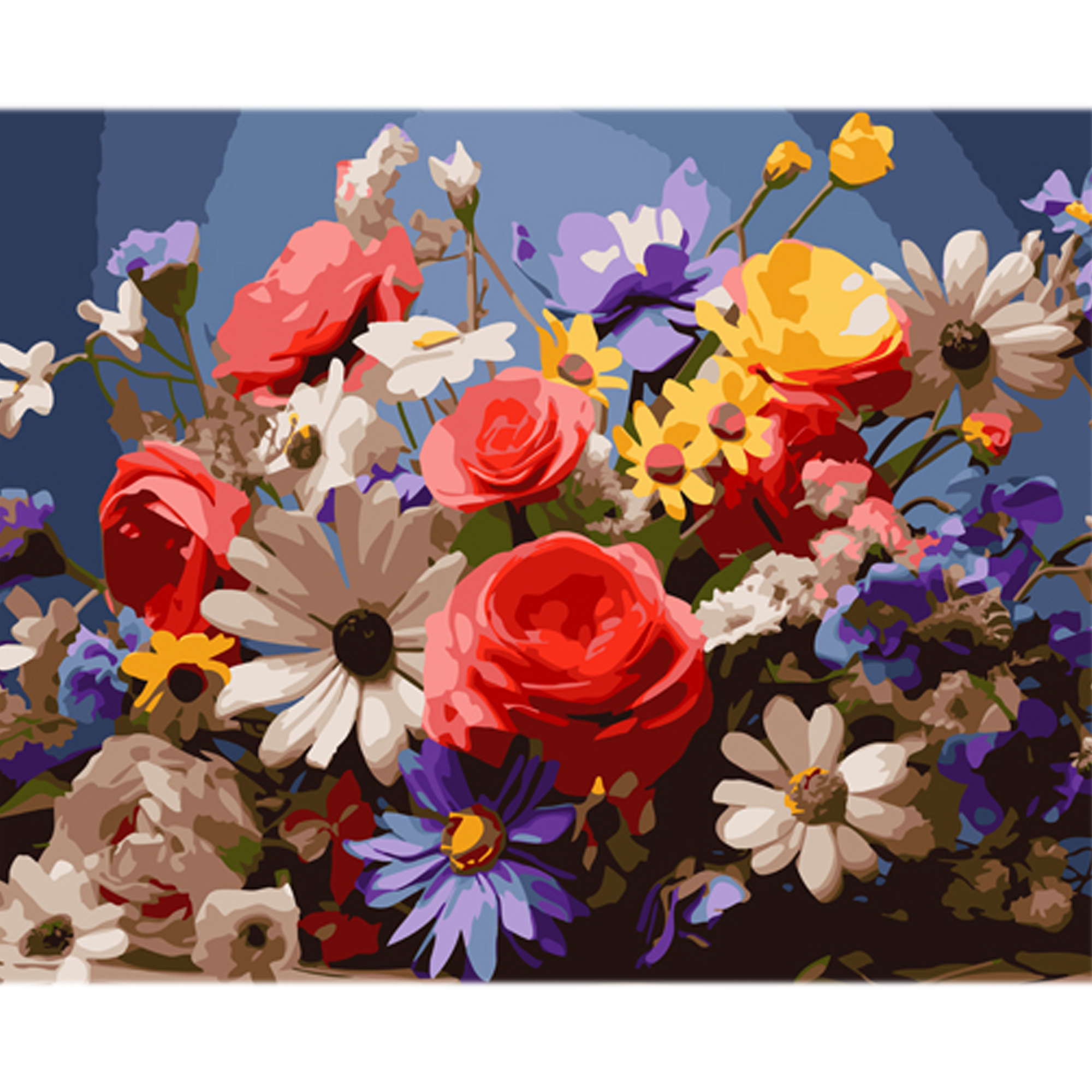 Malen nach Zahlen Strateg Blumenvielfalt auf farbigem Hintergrund Größe 40x50 cm (MZ015)