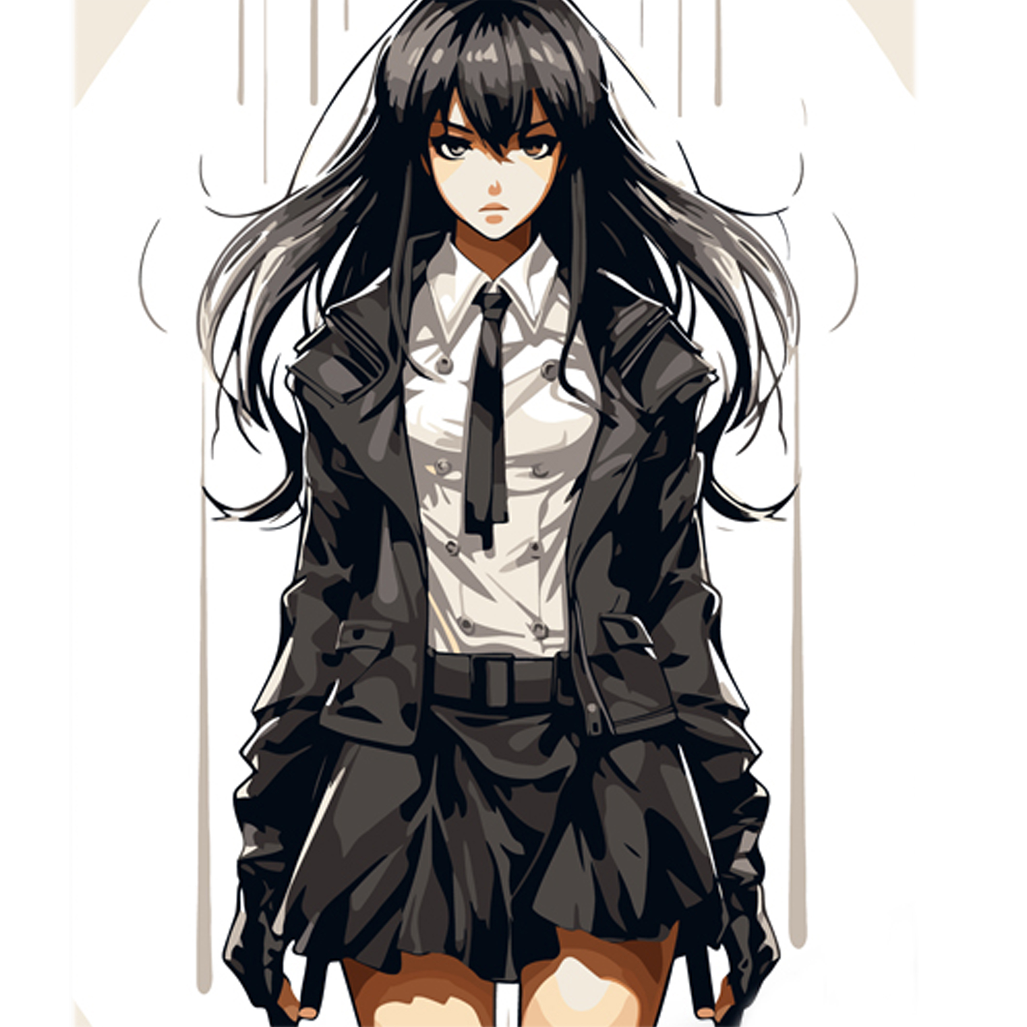 Malen nach Zahlen Strateg Anime-Mädchen in Schwarz auf farbigem Hintergrund, Größe 40 x 50 cm (MZ045)