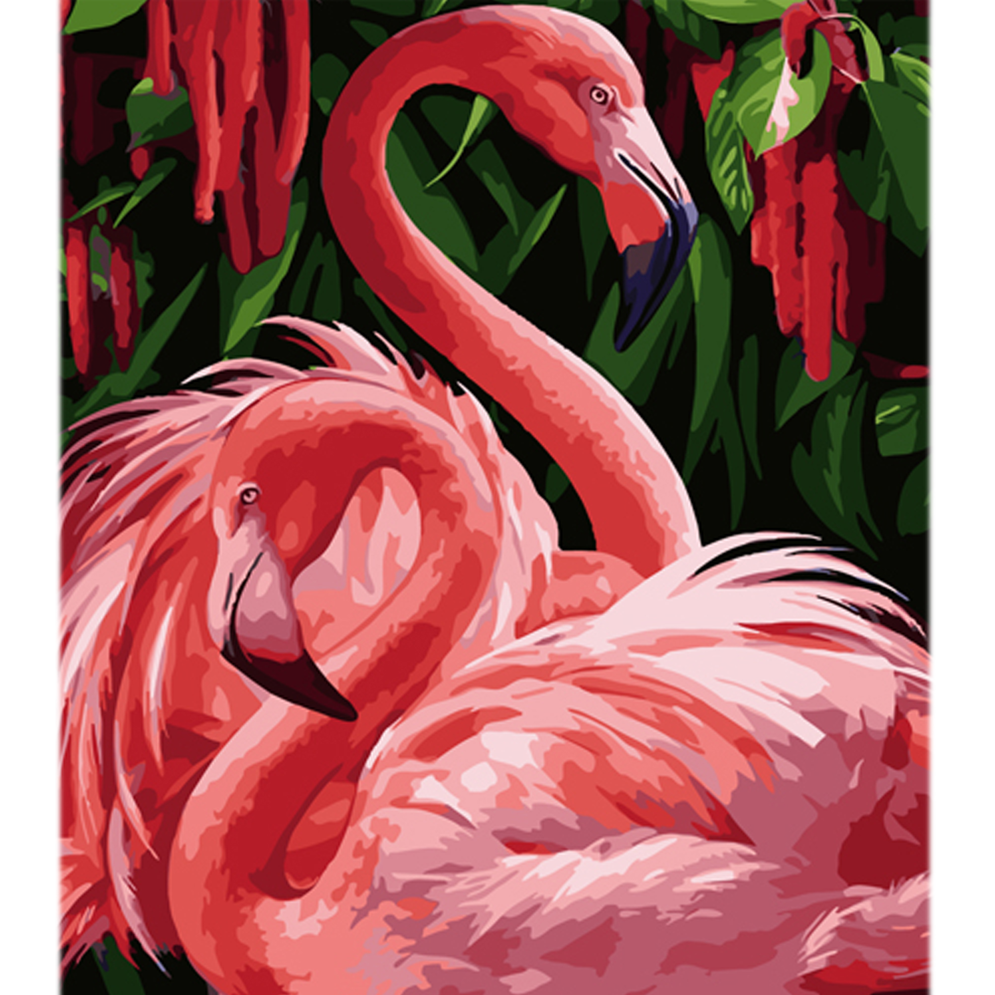 Malen nach Zahlen Strateg Rosa Flamingos auf farbigem Hintergrund, Größe 40x50 cm (MZ062)