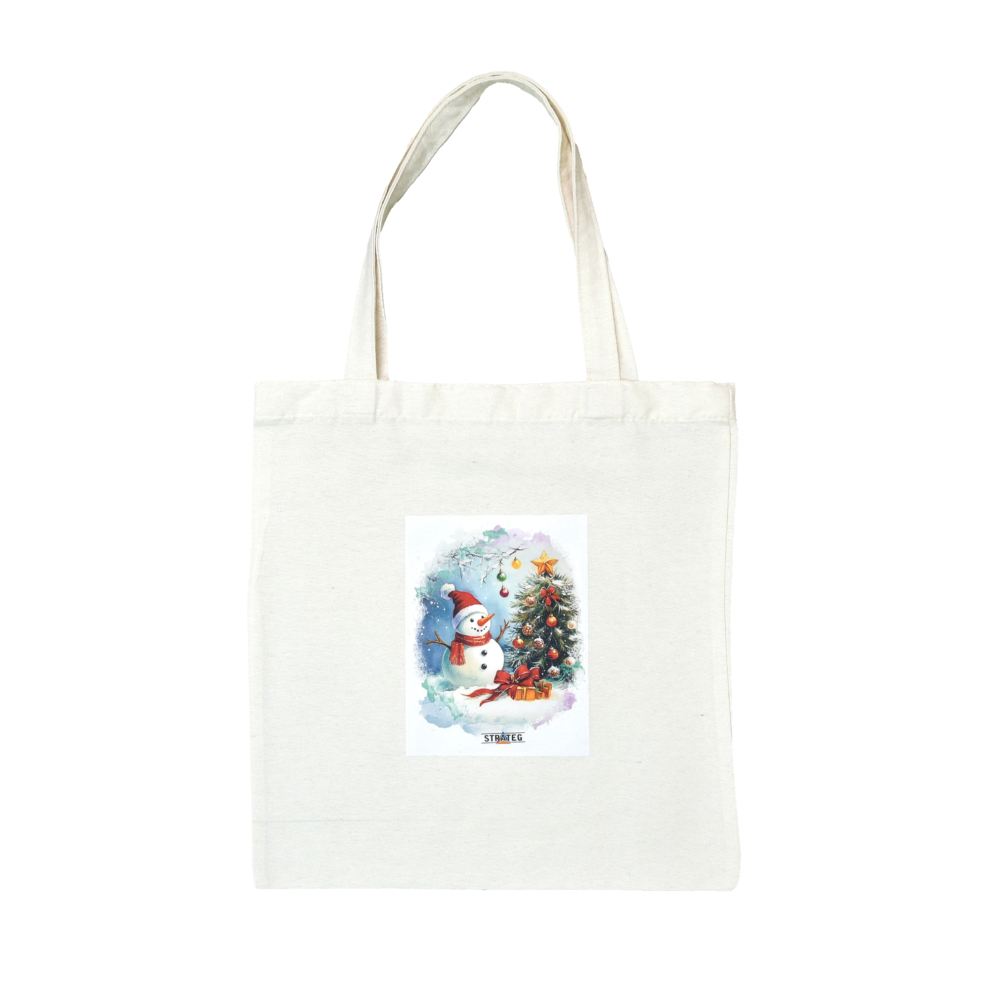 Shoppertasche „Holiday Snowman“ Größe 38*40 cm weiß mit DTF-Folie Strateg (60748)