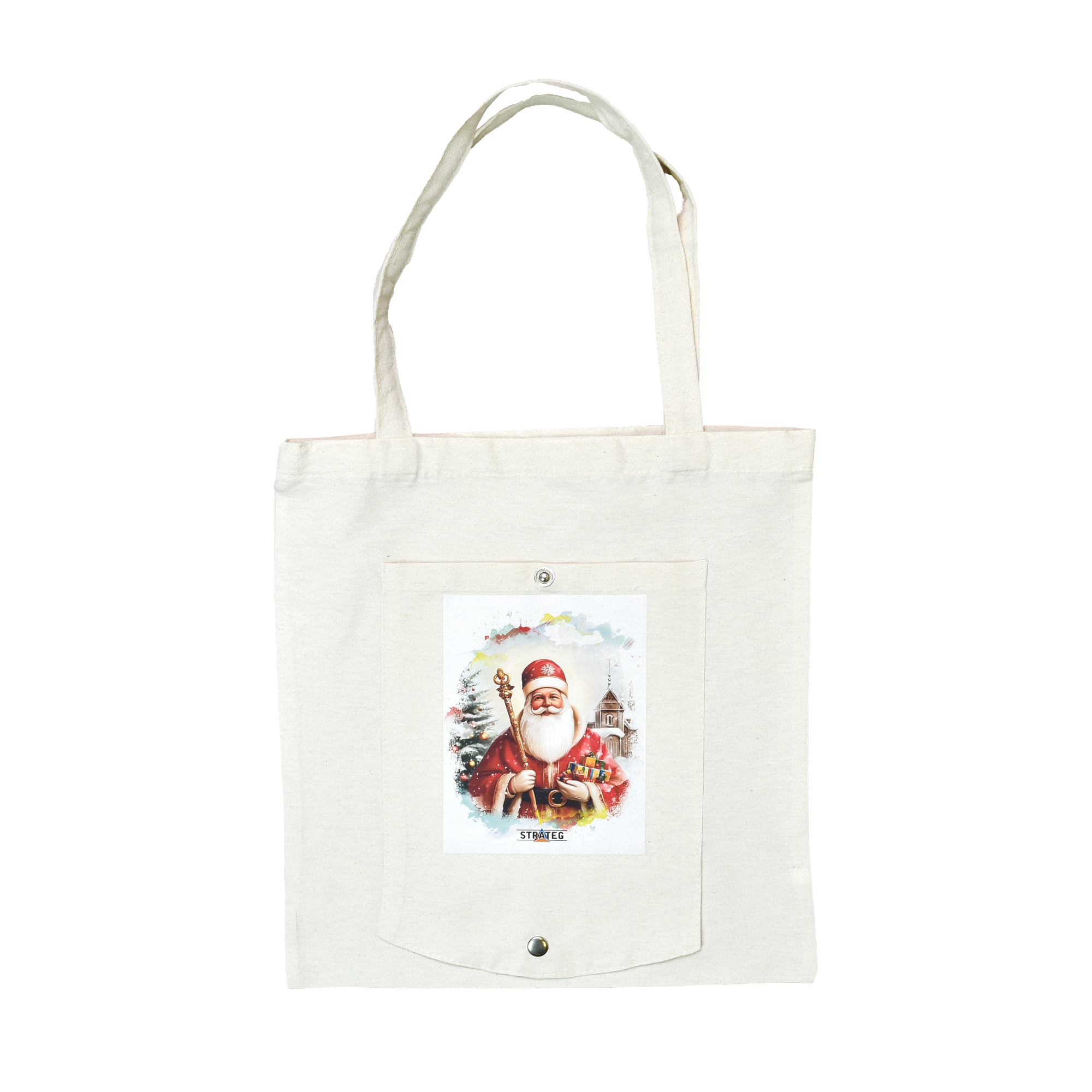 Shopper-Geldbörse „Sankt Nikolaus“ weiß mit DTF-Folie Strateg (60750)