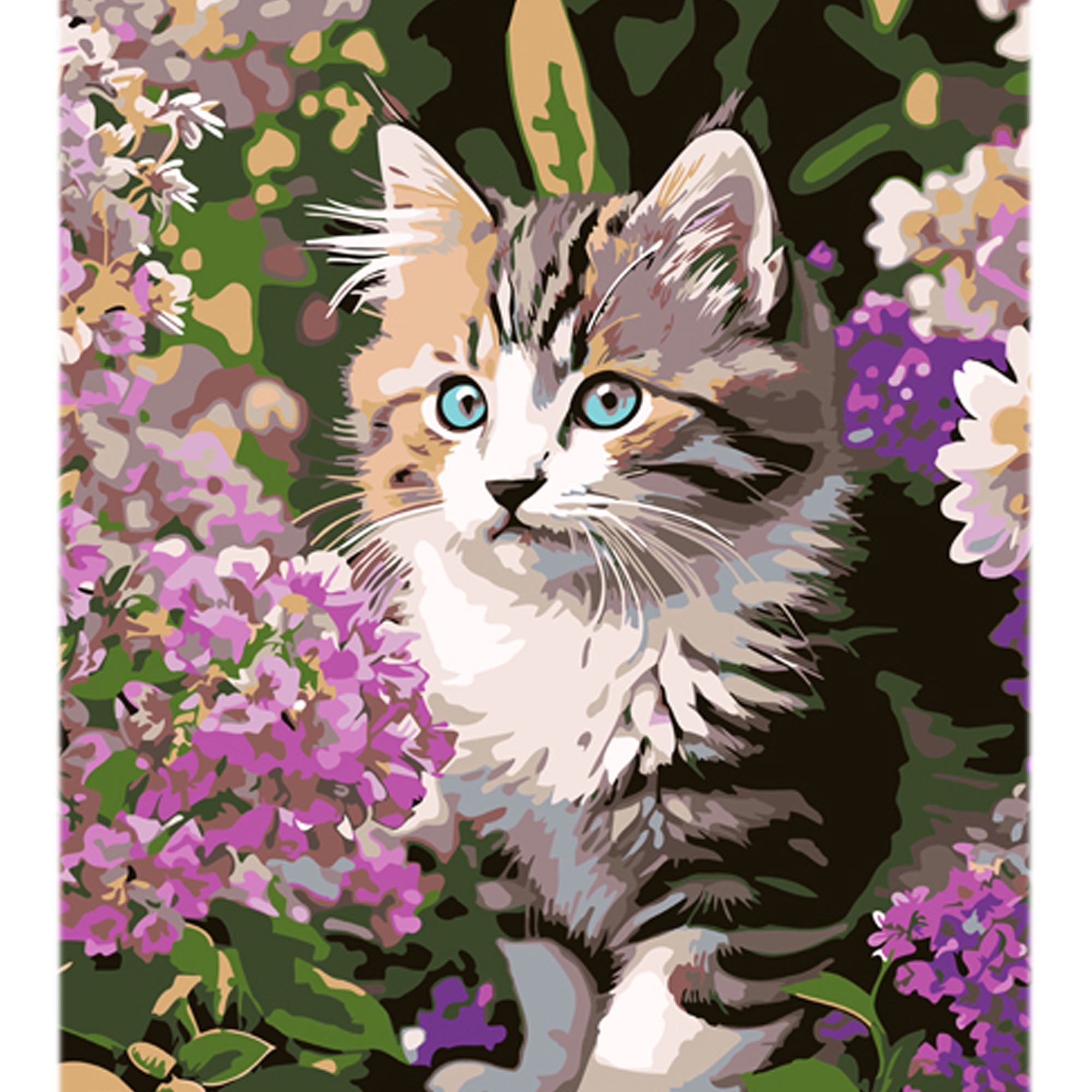 Paint by number Strateg PREMIUM Cat in the garden with varnish and level 30x40 cm (LY22)