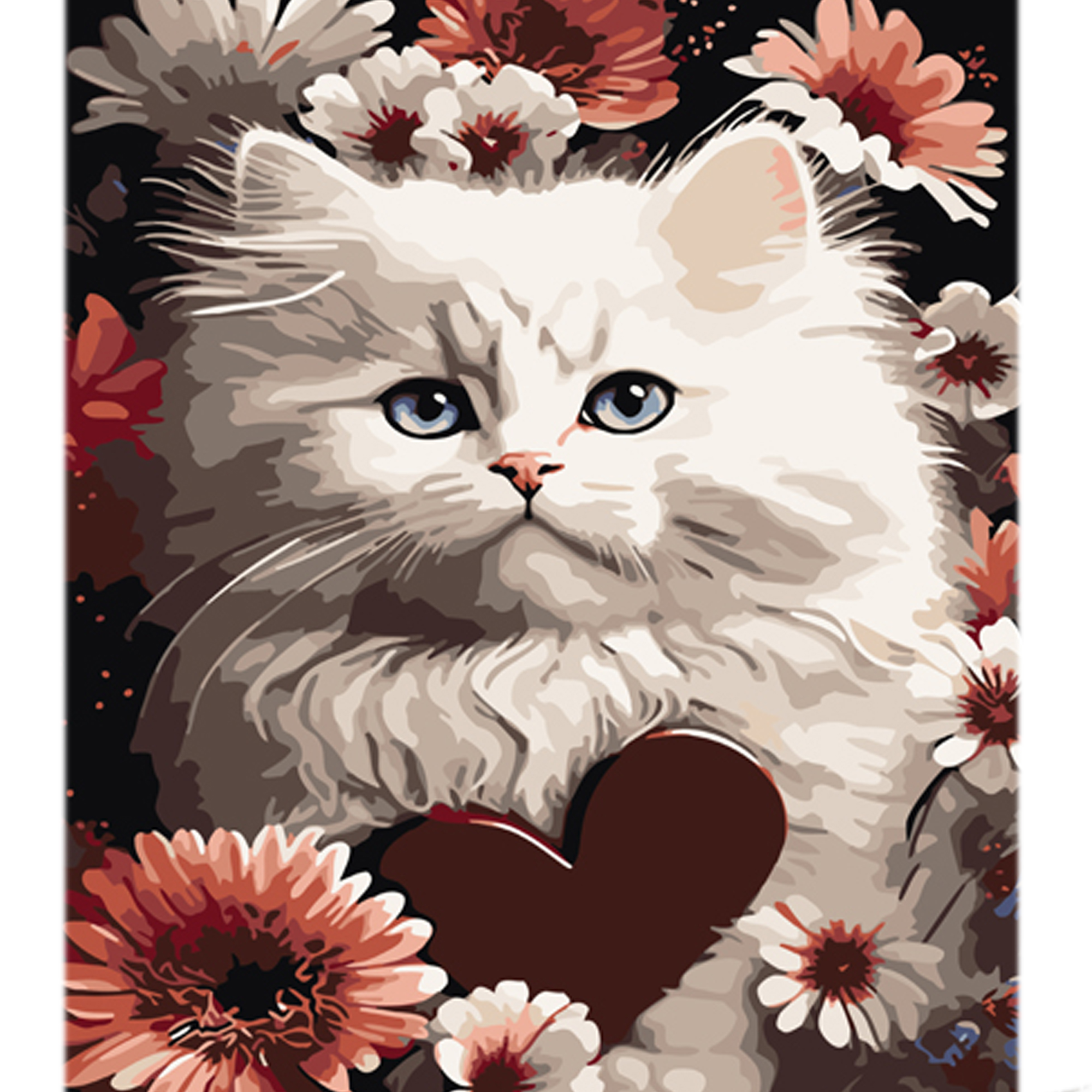 Paint by number Strateg PREMIUM Cat's heart with varnish and level 30x40 cm (LY29)