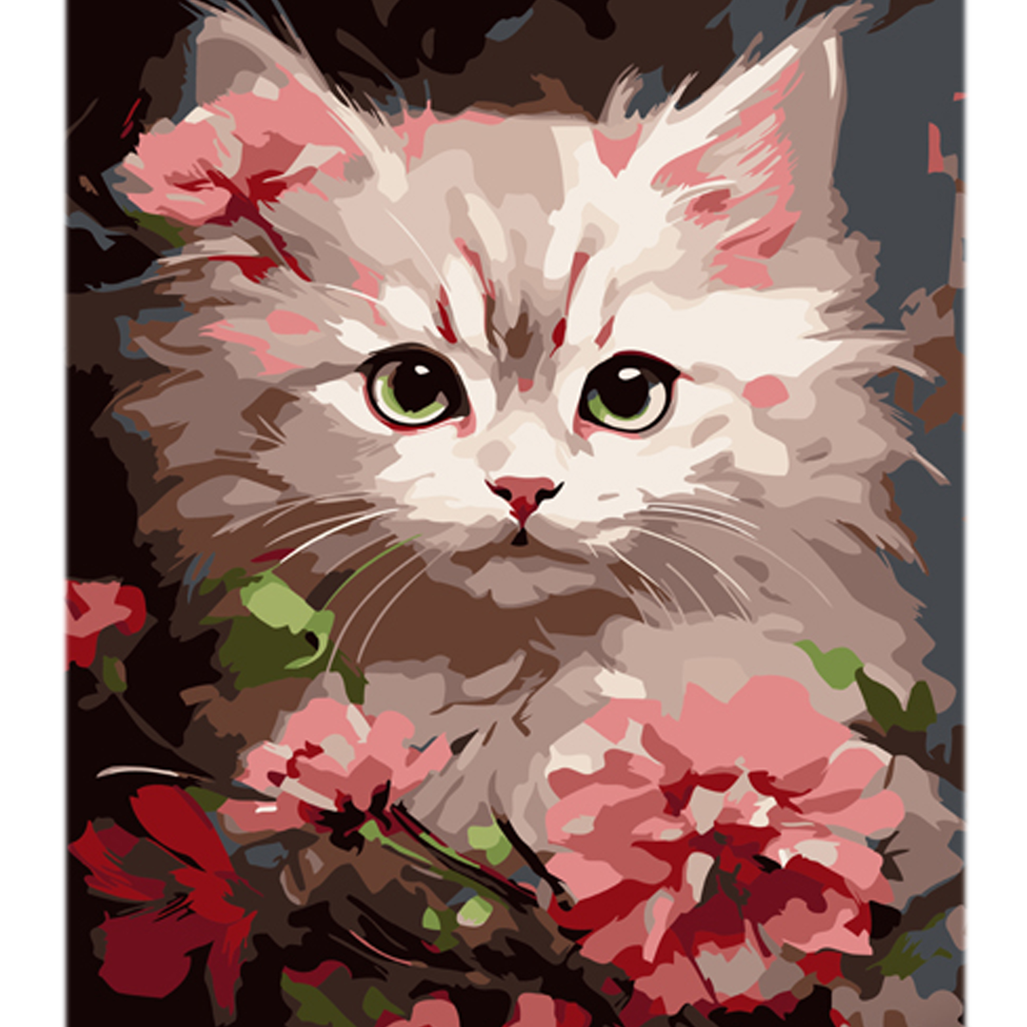 Paint by number Strateg PREMIUM Kitten on a flower meadow with varnish and level 30x40 cm (LY36)