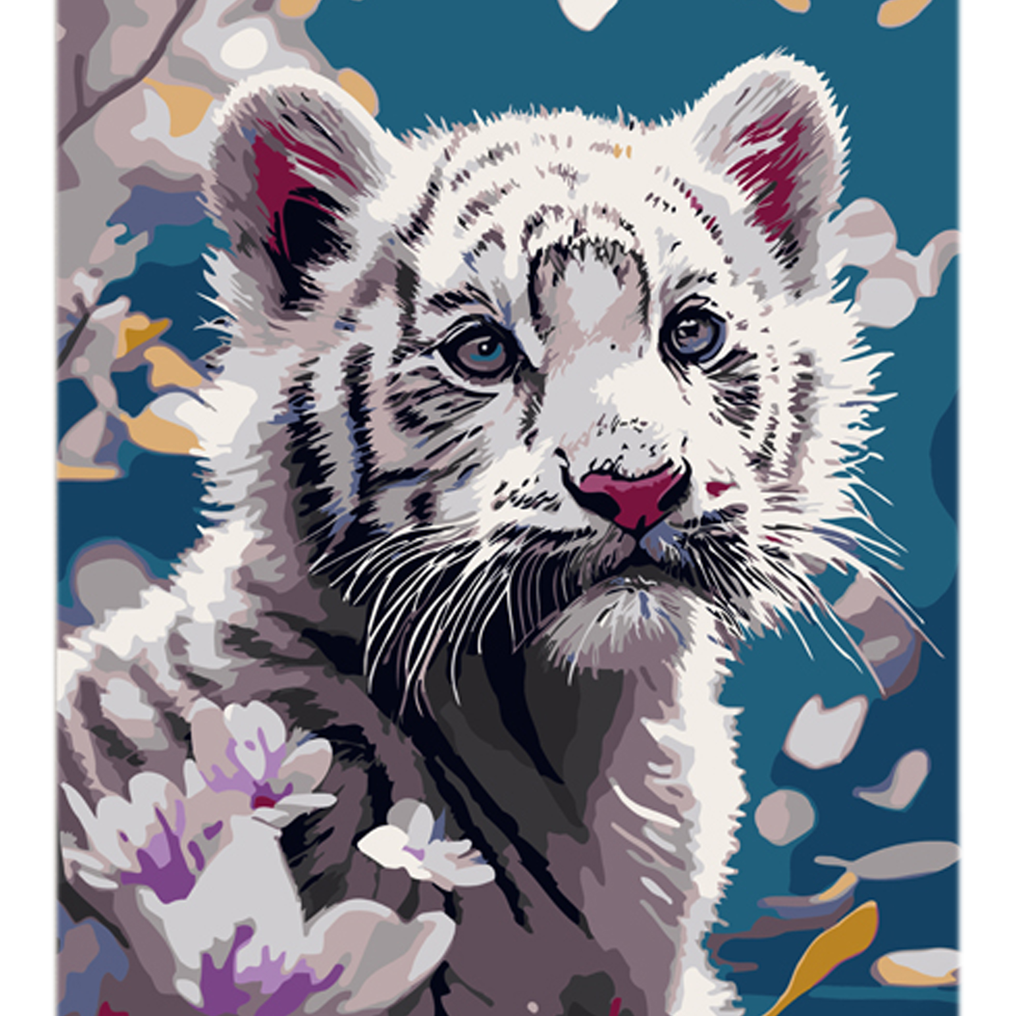 Paint by number Strateg PREMIUM White tiger cub with varnish and level 30x40 cm (LY74)