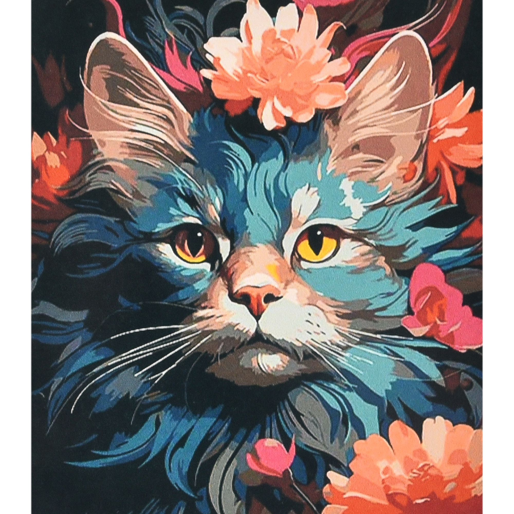 Diamond mosaic Strateg PREMIUM Cat's flower grace size 40x50 cm (SK88279)