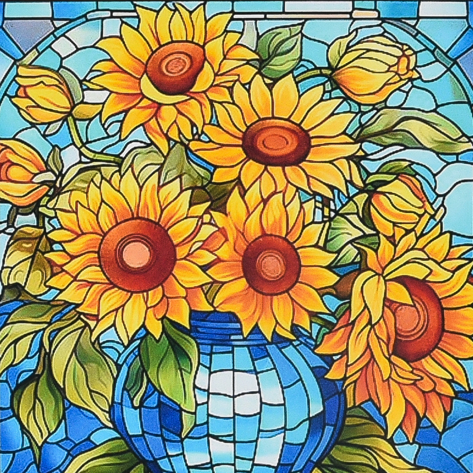 Diamantmosaik Strateg PREMIUM Sunny Mood Vase Größe 30x30 cm unvollständiges Layout (DEEX16295)