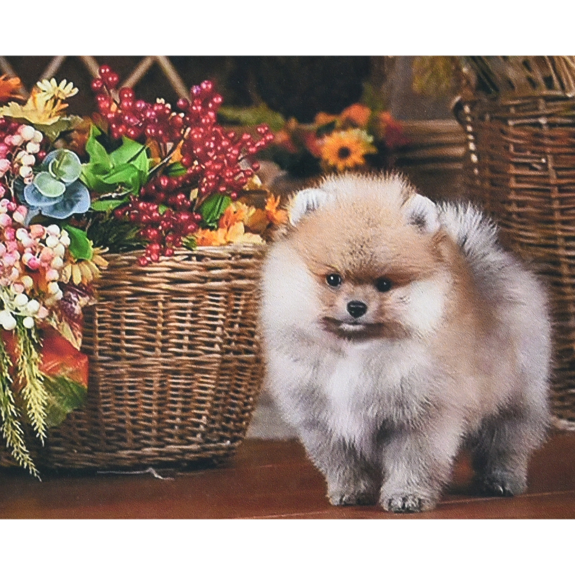 Diamond mosaic Strateg PREMIUM Doggy near the basket size 30x40 cm (HEG87073)
