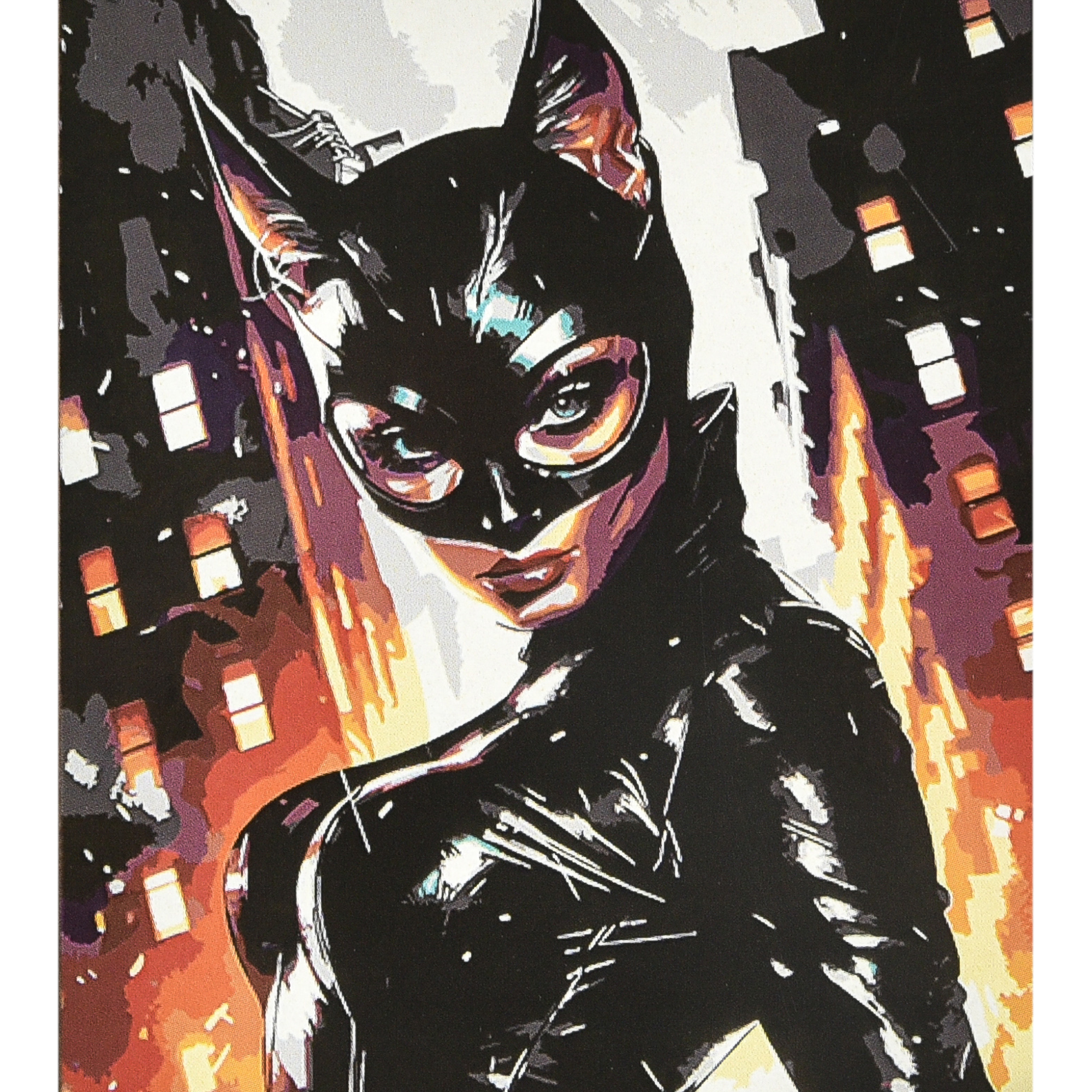 Malen nach Zahlen Strateg PREMIUM Catwoman Batman mit Lack und Wasserwaage im Format 40x50 cm (VA-4605)