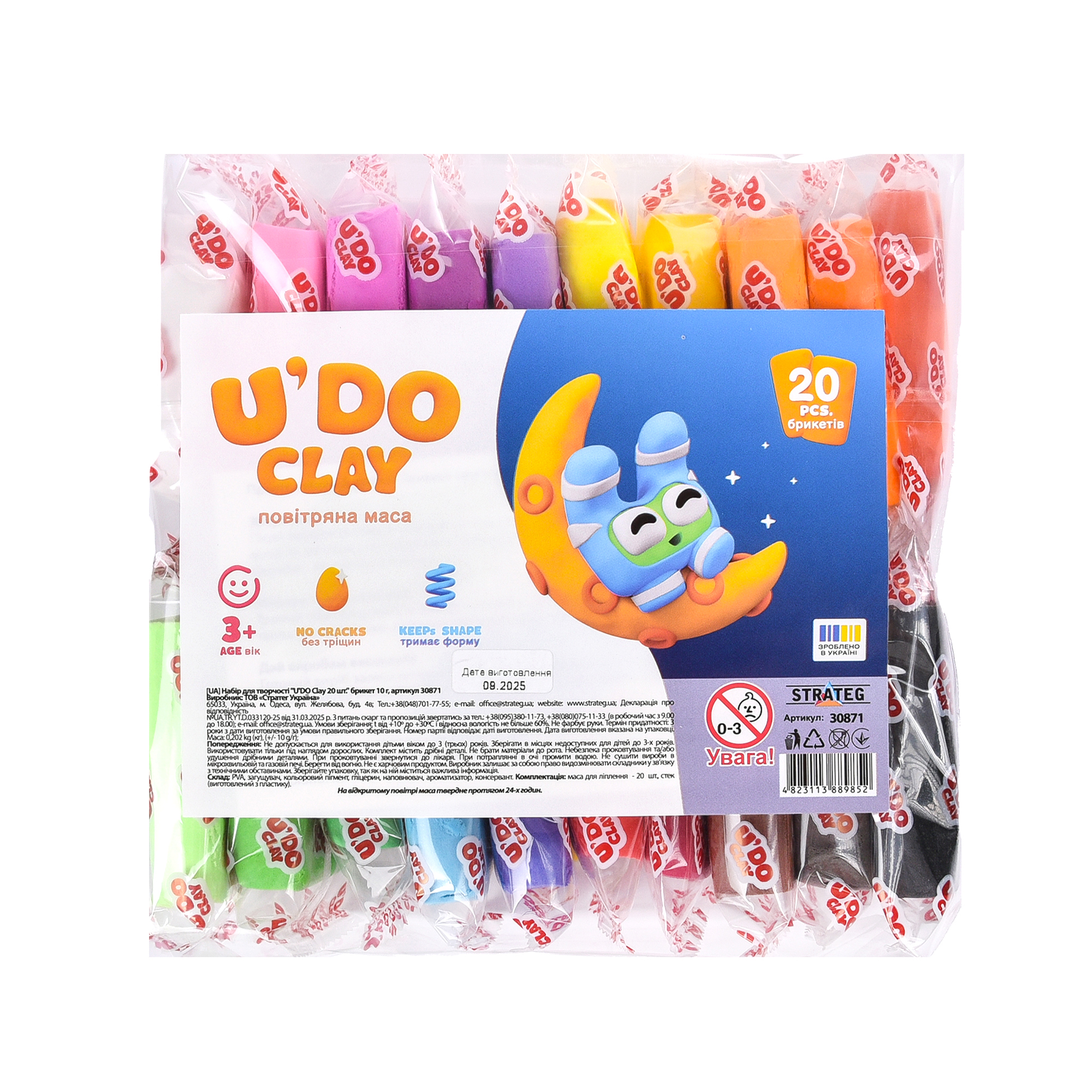 Kreativset „U'DO Clay“, 20-tlg. Briketts, 10 g Strateg (30871)