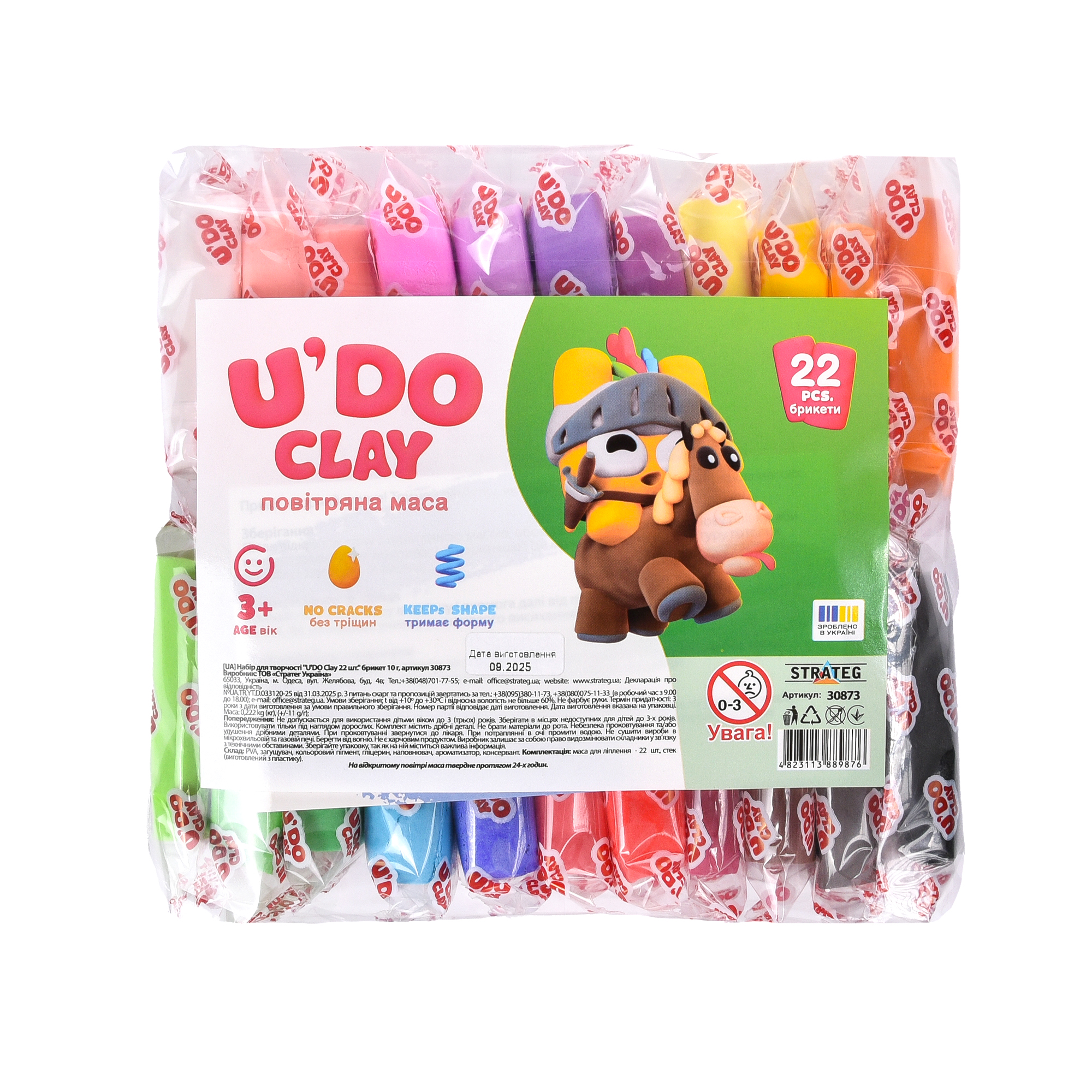 Kreativset „U'DO Clay“, 22-tlg. Briketts, 10 g Strateg (30873)
