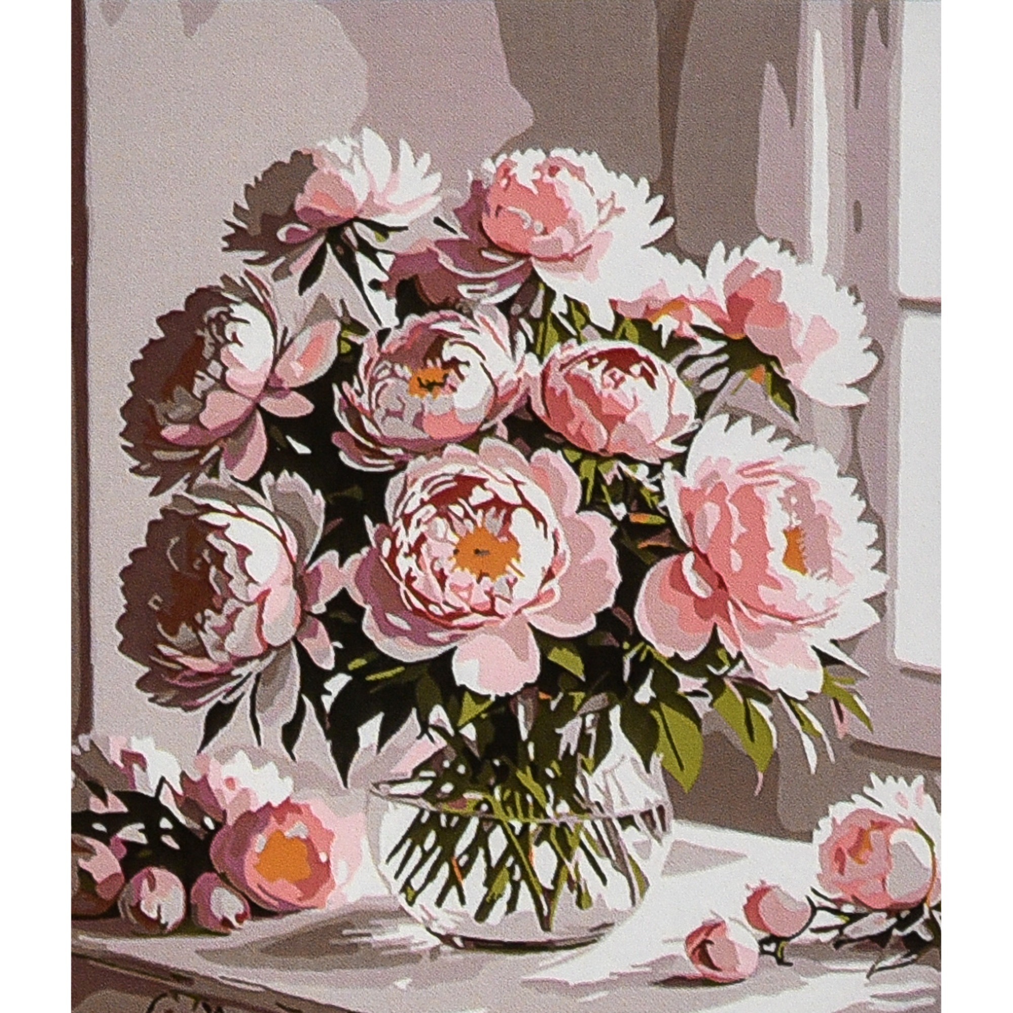 Malen nach Zahlen Strateg PREMIUM Pfingstrosenstrauß 30x40 cm (SS1195)