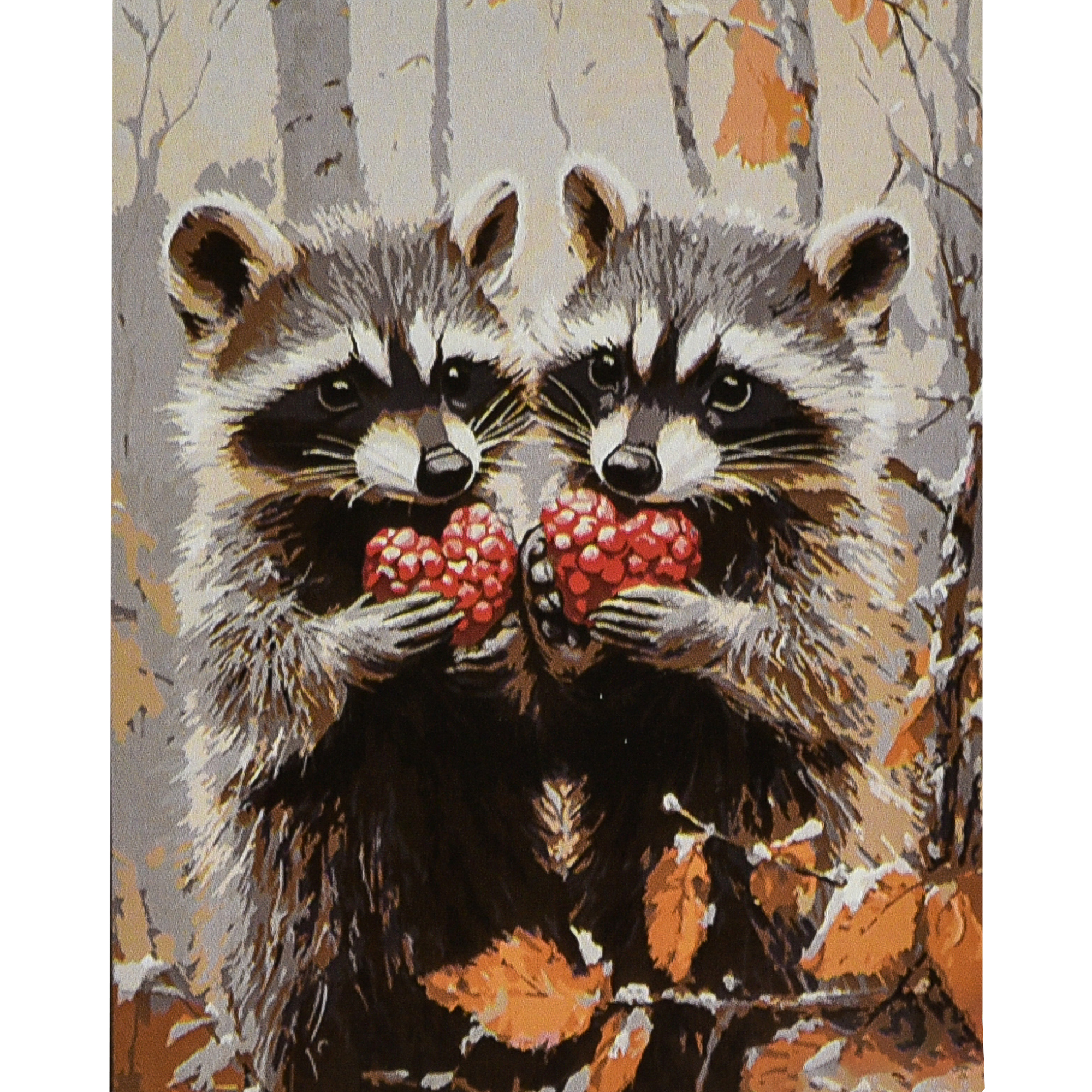 Paint by numbers Strateg PREMIUM Raccoons size 30x40 cm (SS1219)