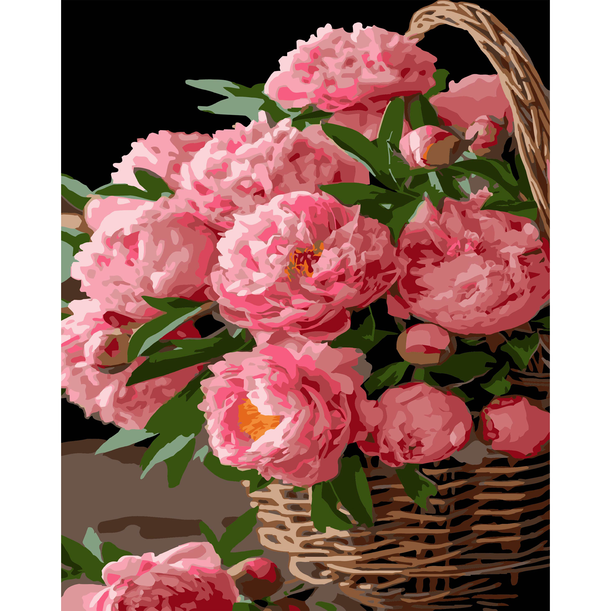 Malen nach Zahlen: Strateg Blumenfreude auf schwarzem Hintergrund, Größe 40 x 50 cm (AH1152)