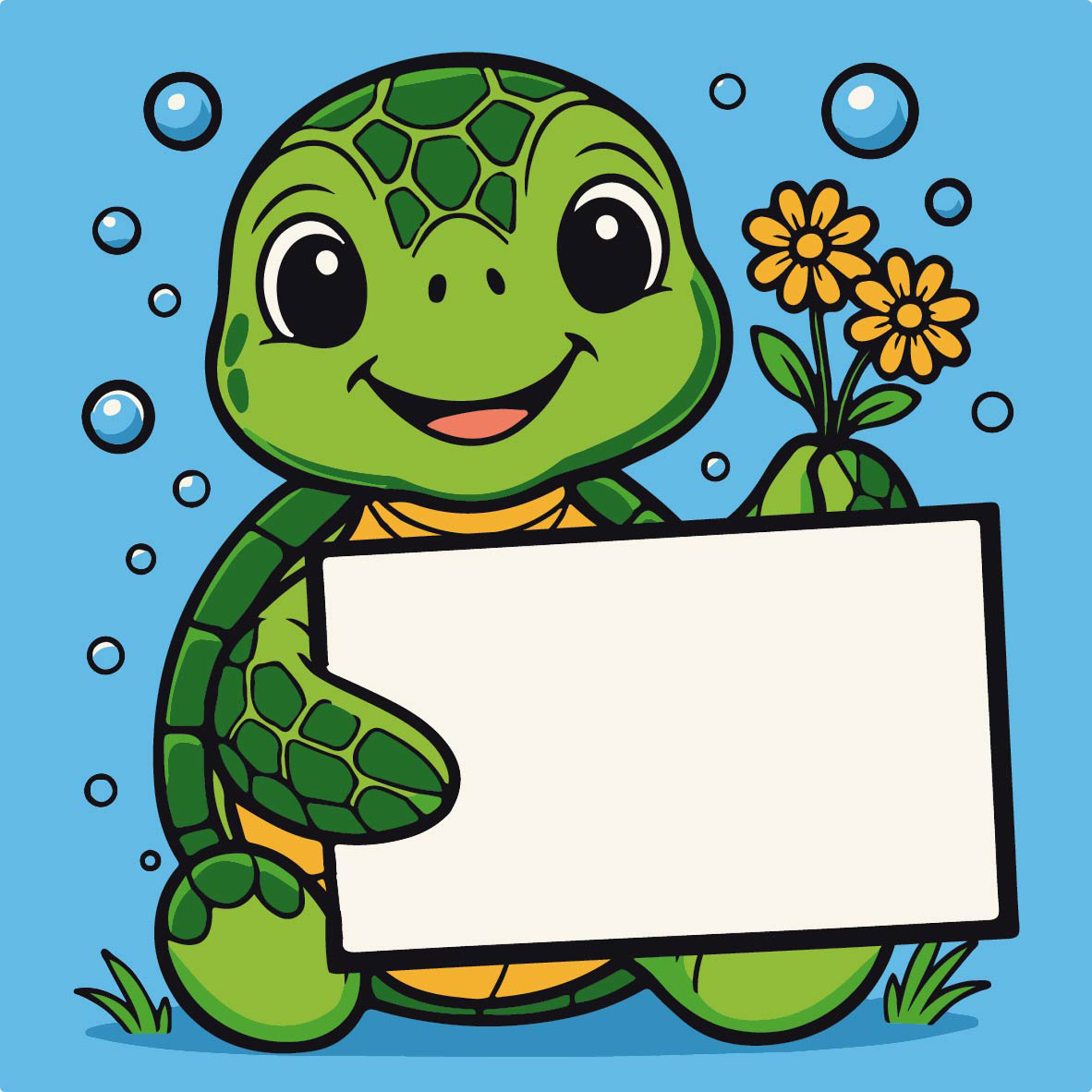 Черепаха с открыткой 