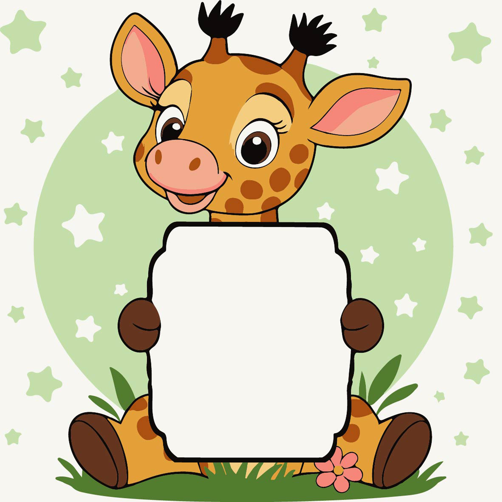 Жираф с открыткой 