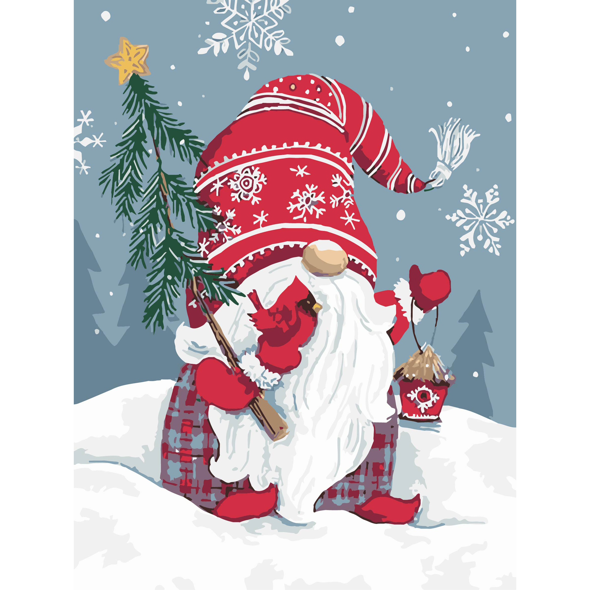 Гном із пташкою з лаком та з рівнем 