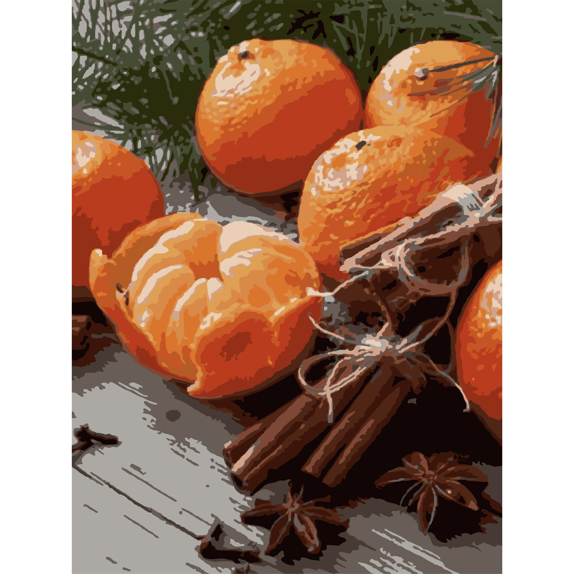 Мандарины с пряностями с лаком и уровнем 