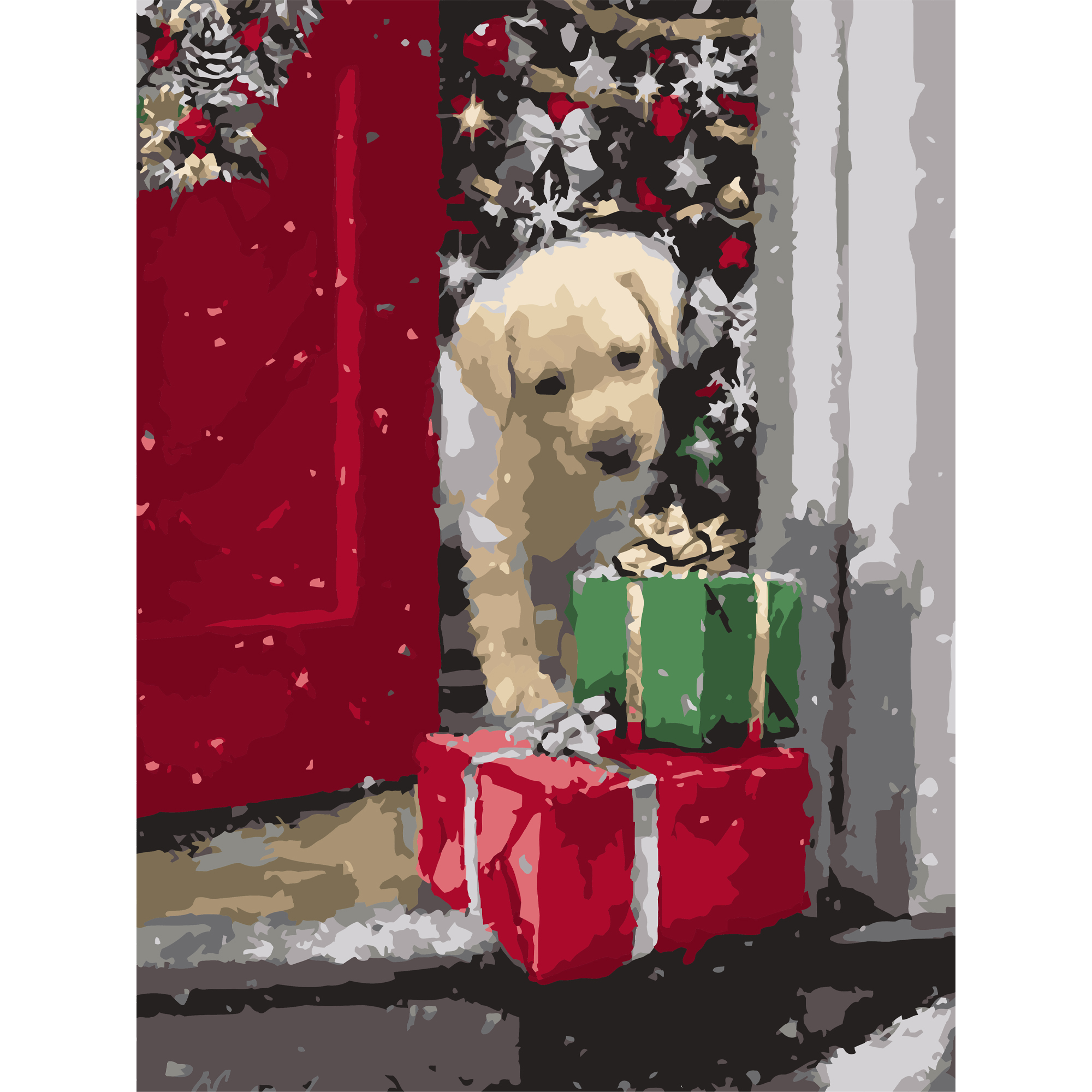 Песик с подарками с лаком и уровнем 