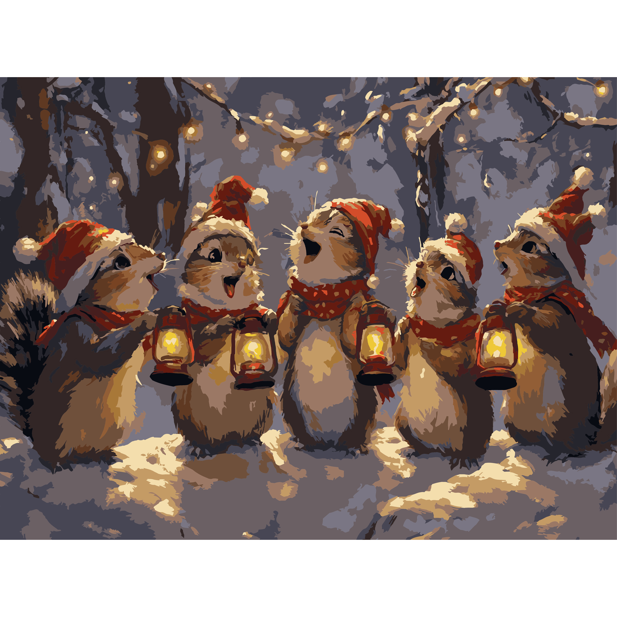 Malen nach Zahlen Strateg PREMIUM Eichhörnchenchor mit Lack und Wasserwaage, 30 x 40 cm (SS1241)